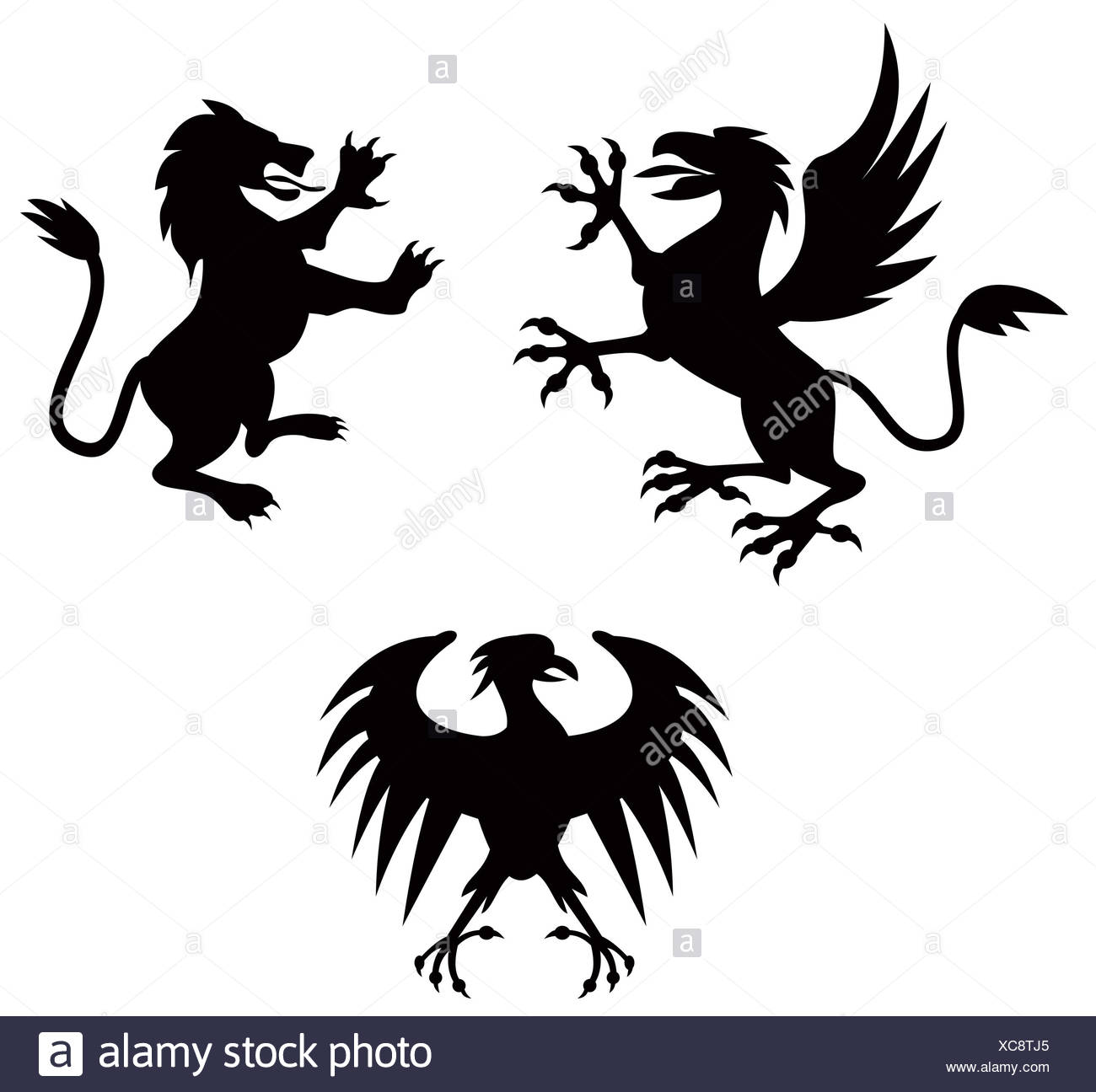 Griffin Lion Silhouette Stock Photos & Griffin Lion Silhouette Stock ...