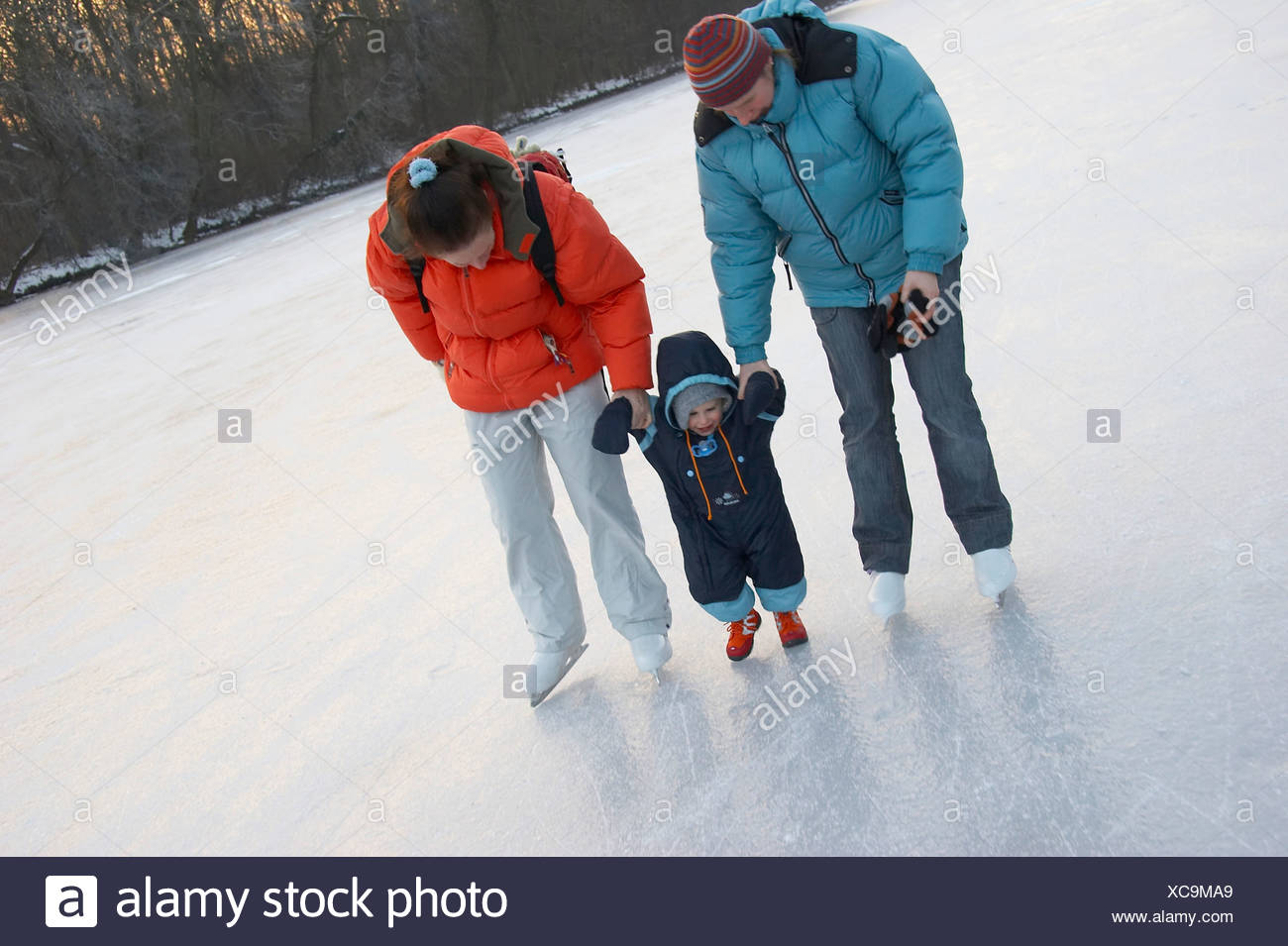 Ice Skating With Baby Stock Photo Alamy