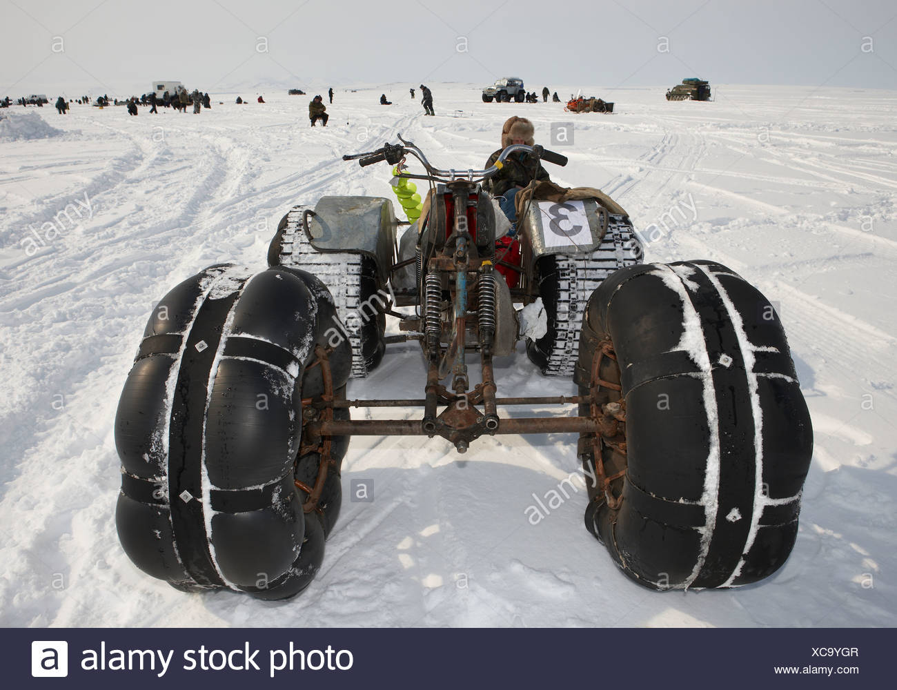 Homemade 4 Wheeler Motorbike Driven To Ice Fishing Trip Anadyr