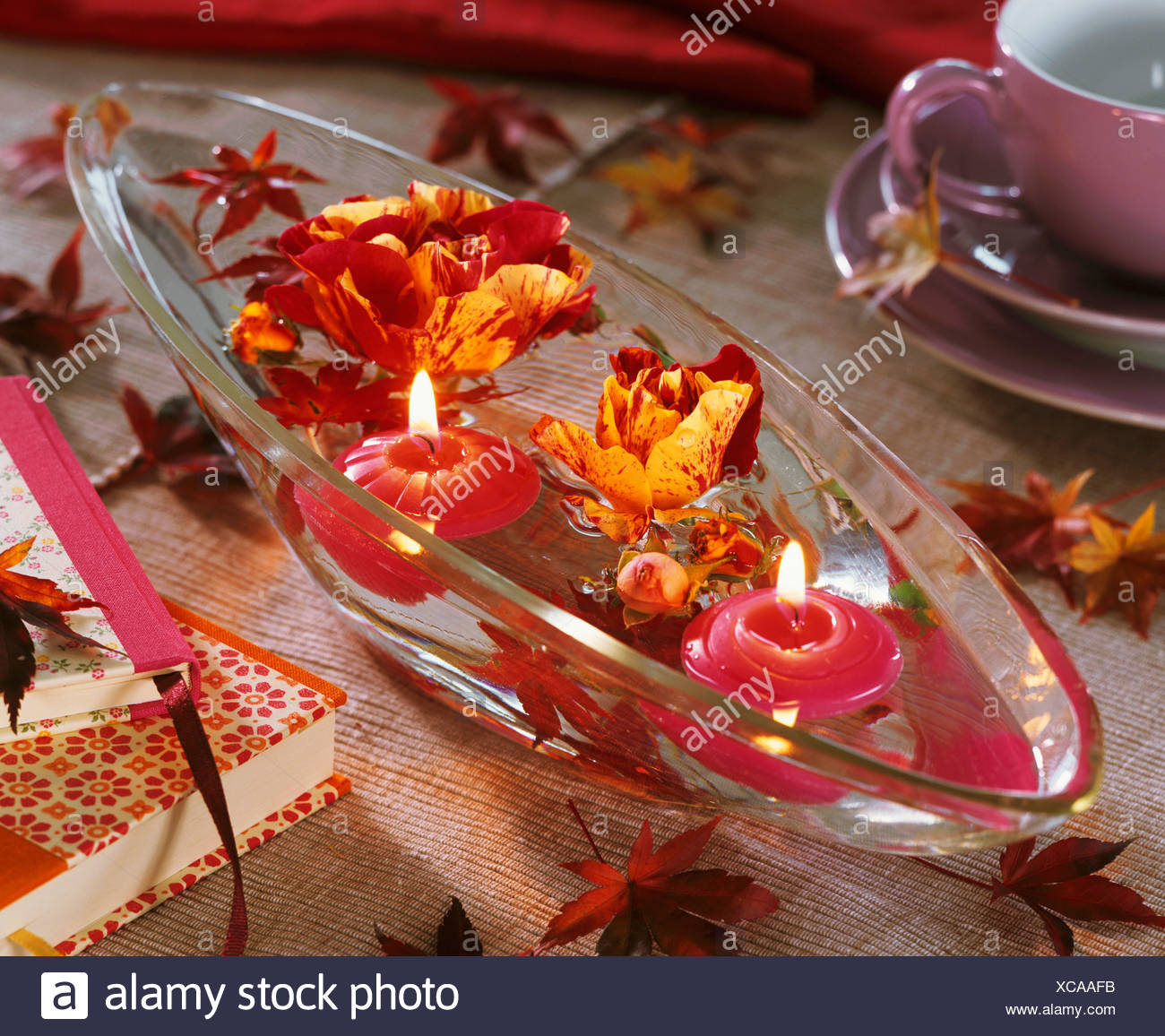 Glass Bowl Floating Candles Stock Photos & Glass Bowl Floating Candles