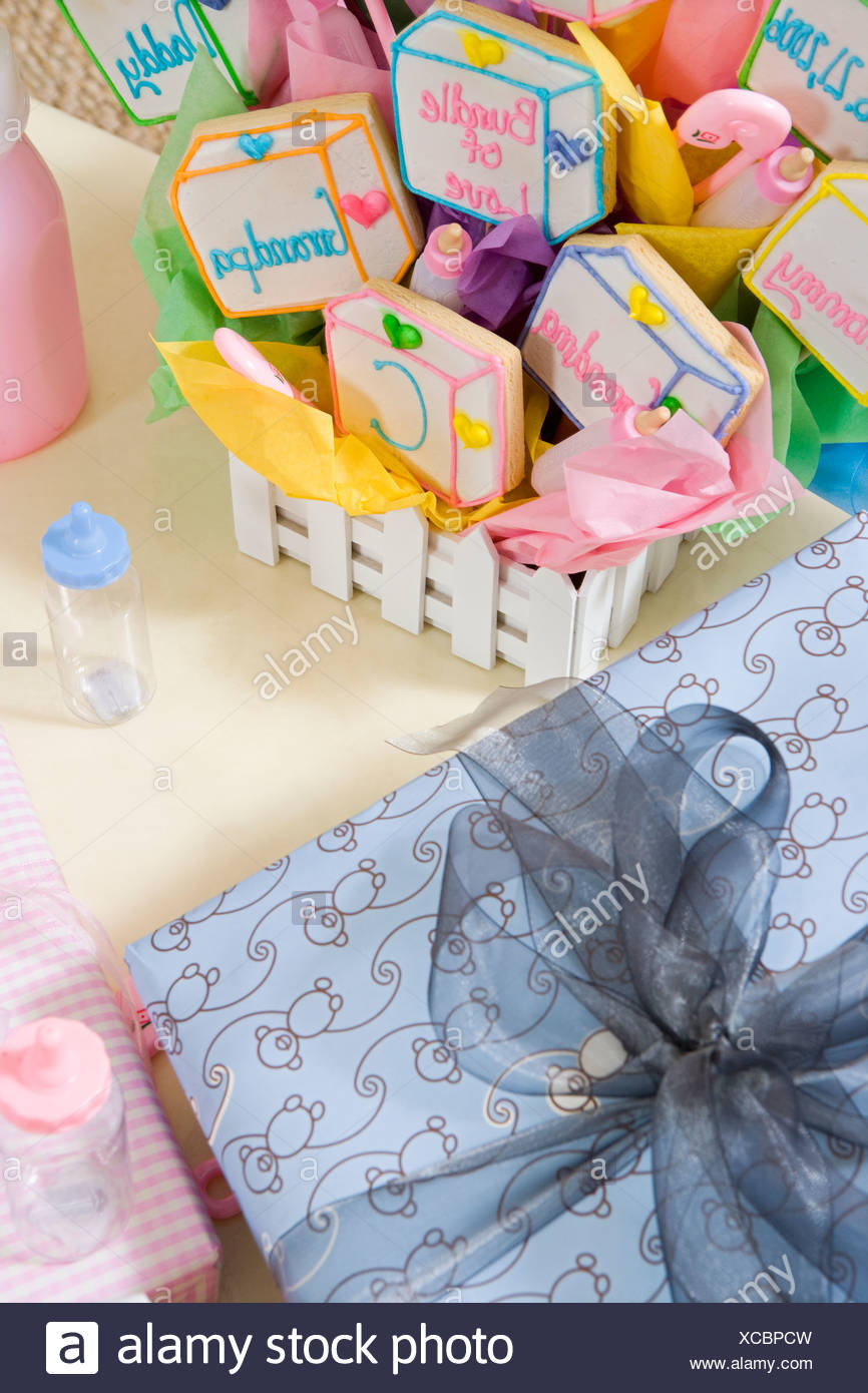 Baby Shower Gifts Arranged On Table Stock Photo 283000841 Alamy Baby Shower Gifts Arranged On Table Stock Photo 283000841 Alamy
