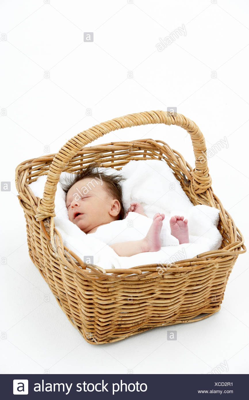 newborn baby in basket