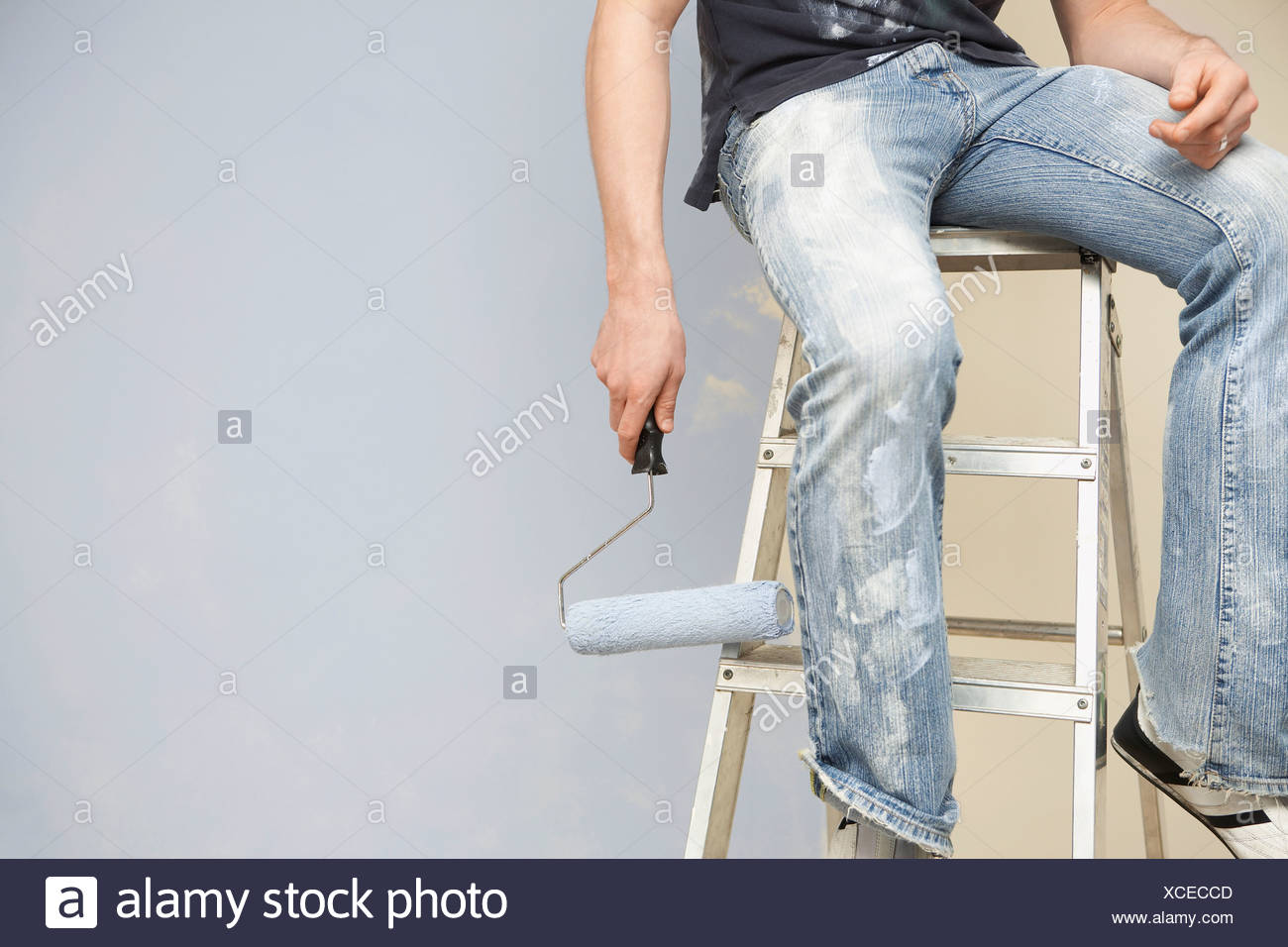 Man Sitting On Ladder High Resolution Stock Photography and Images - Alamy