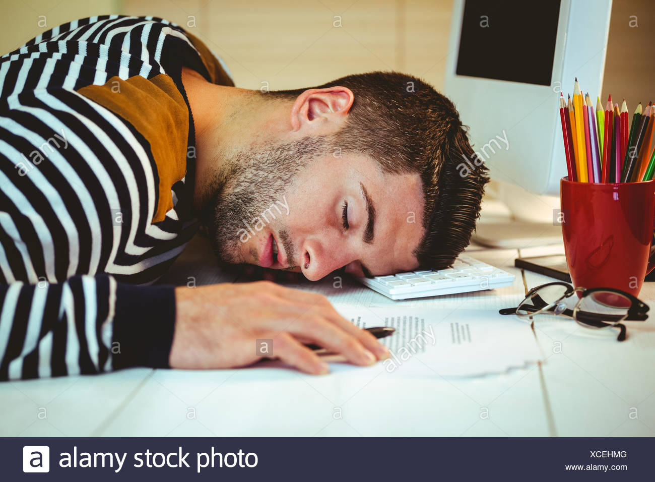 Man Asleep At His Desk Stock Photo 283062992 Alamy