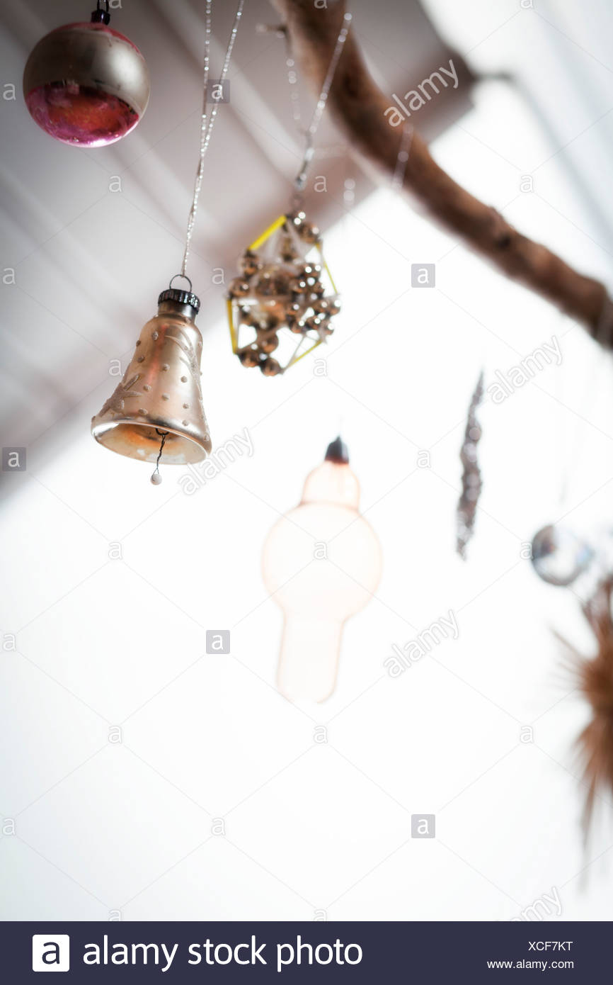 Christmas Ornaments Hanging From Branch Munich Bavaria