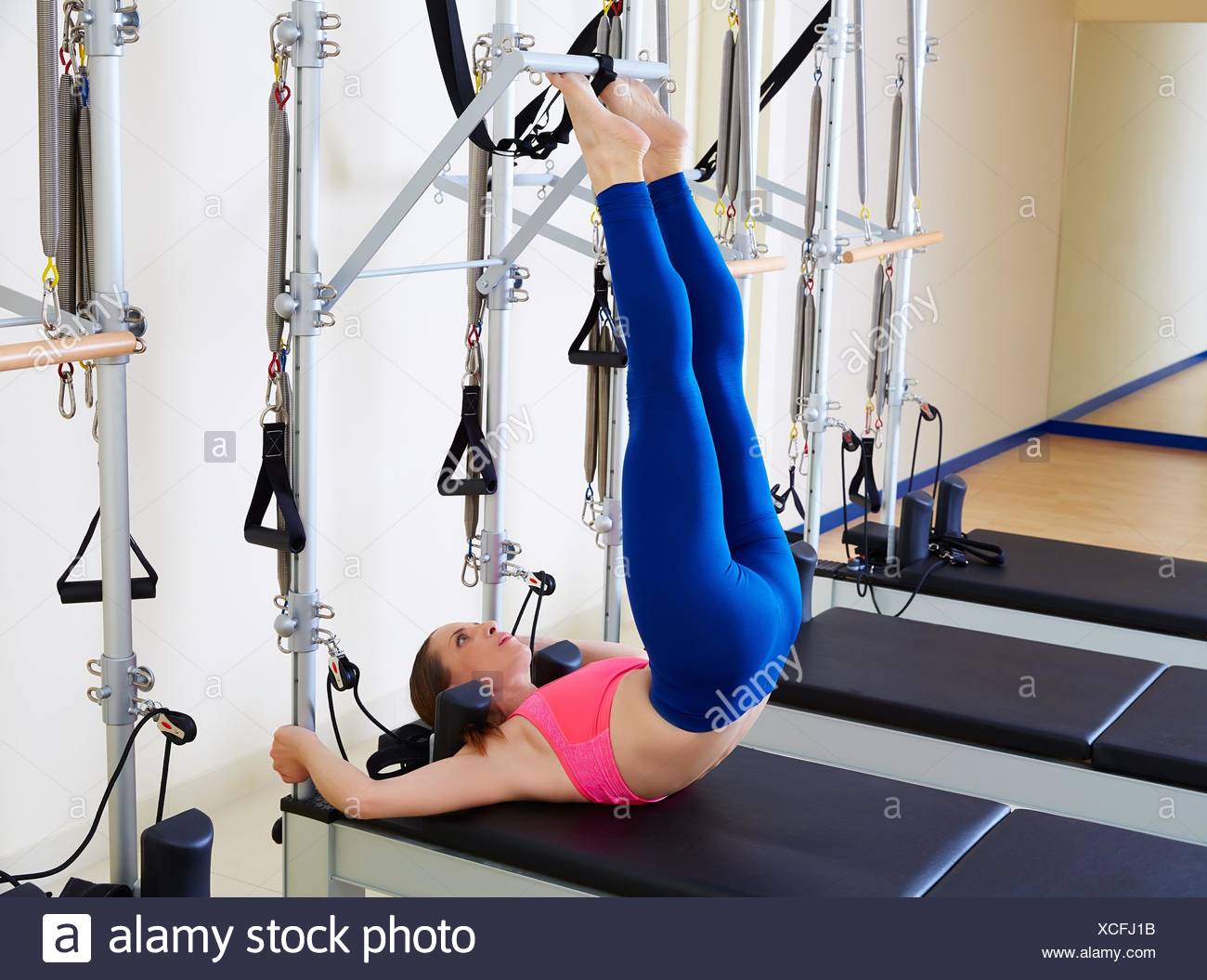 Pilates Reformer Machine Stock Photos &amp; Pilates Reformer