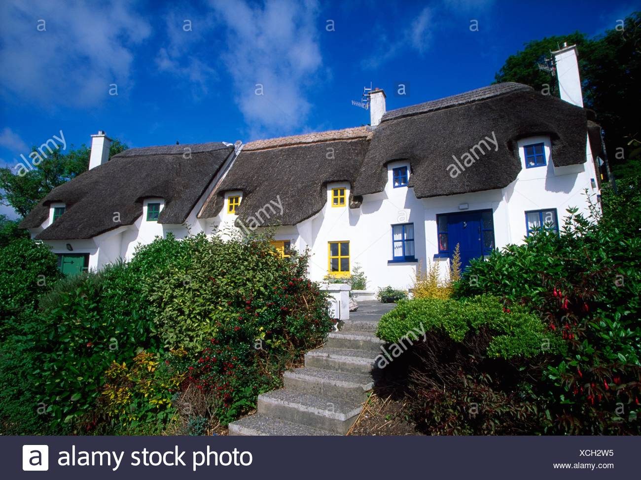 Dunmore East County Waterford Ireland Thatched Cottages Stock