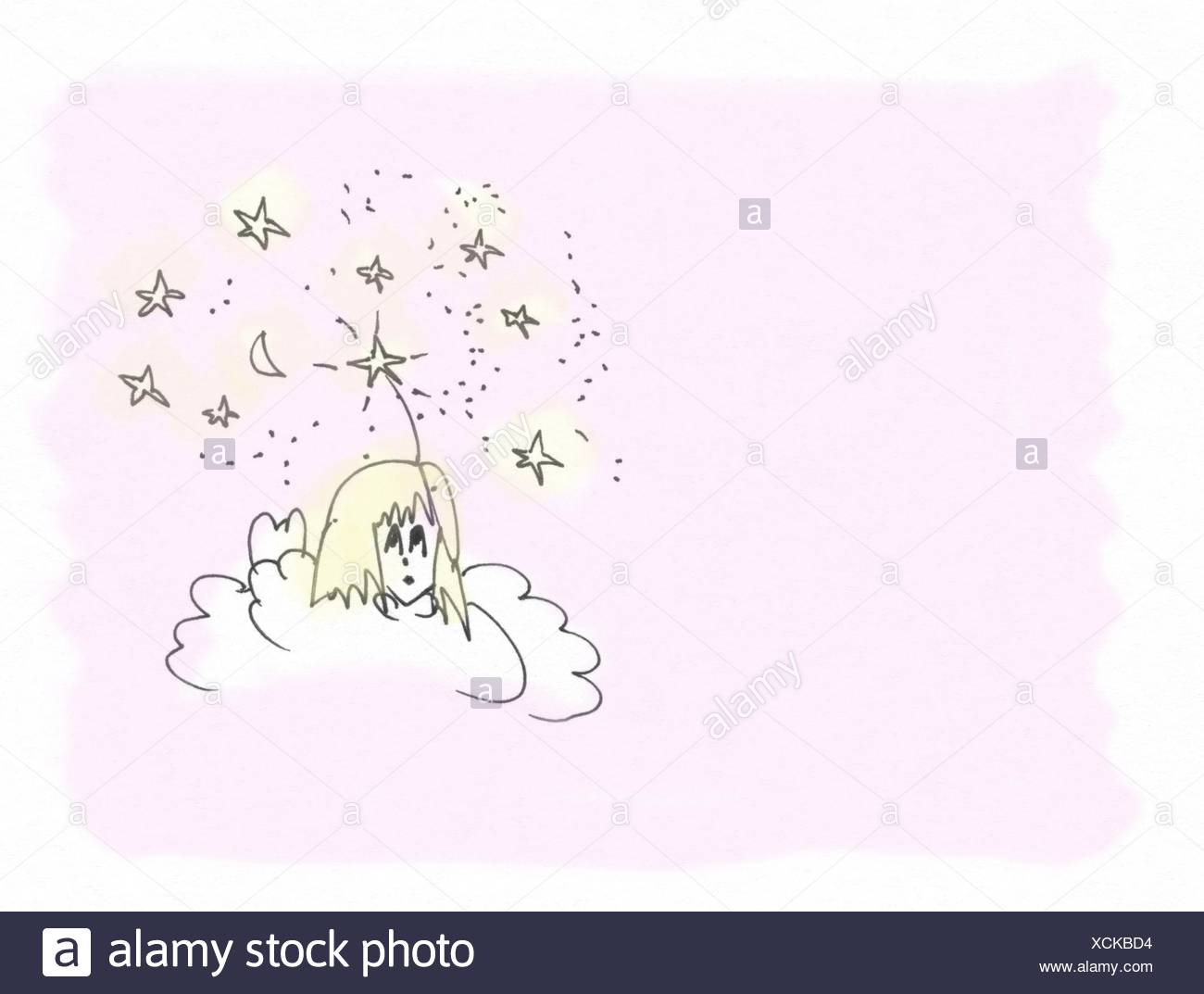 Angels With Attitude Cartoon Pen Sketch Drawing In Black And