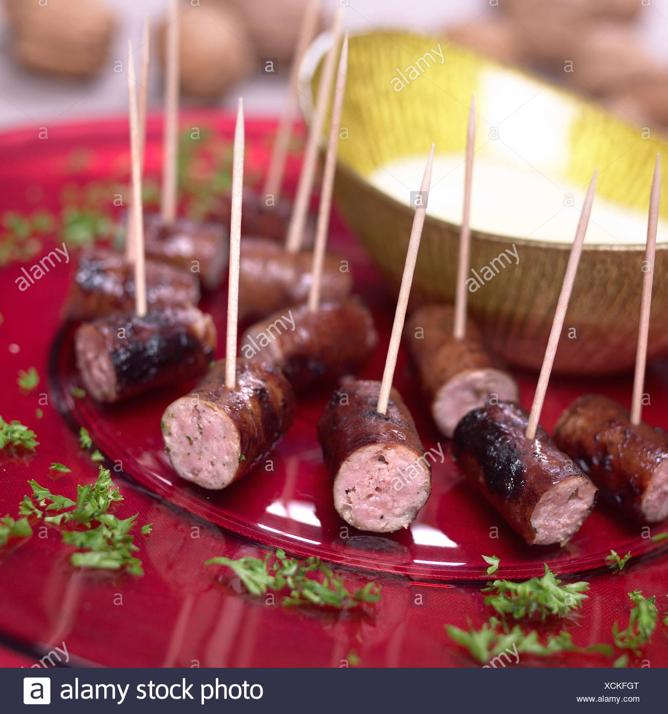 Sausage and Mash Dips Stock Photo