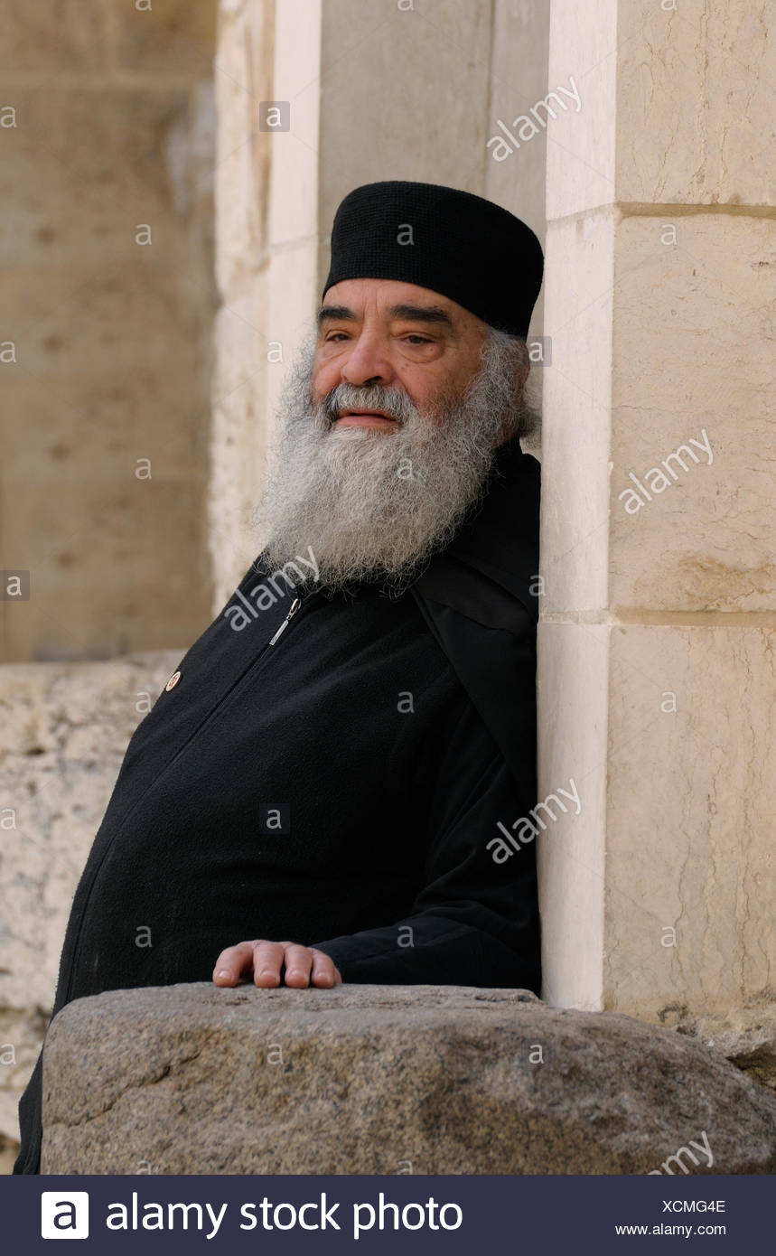 Greek Orthodox cleric, Jerusalem, Jerusalem District, Israel Stock Photo