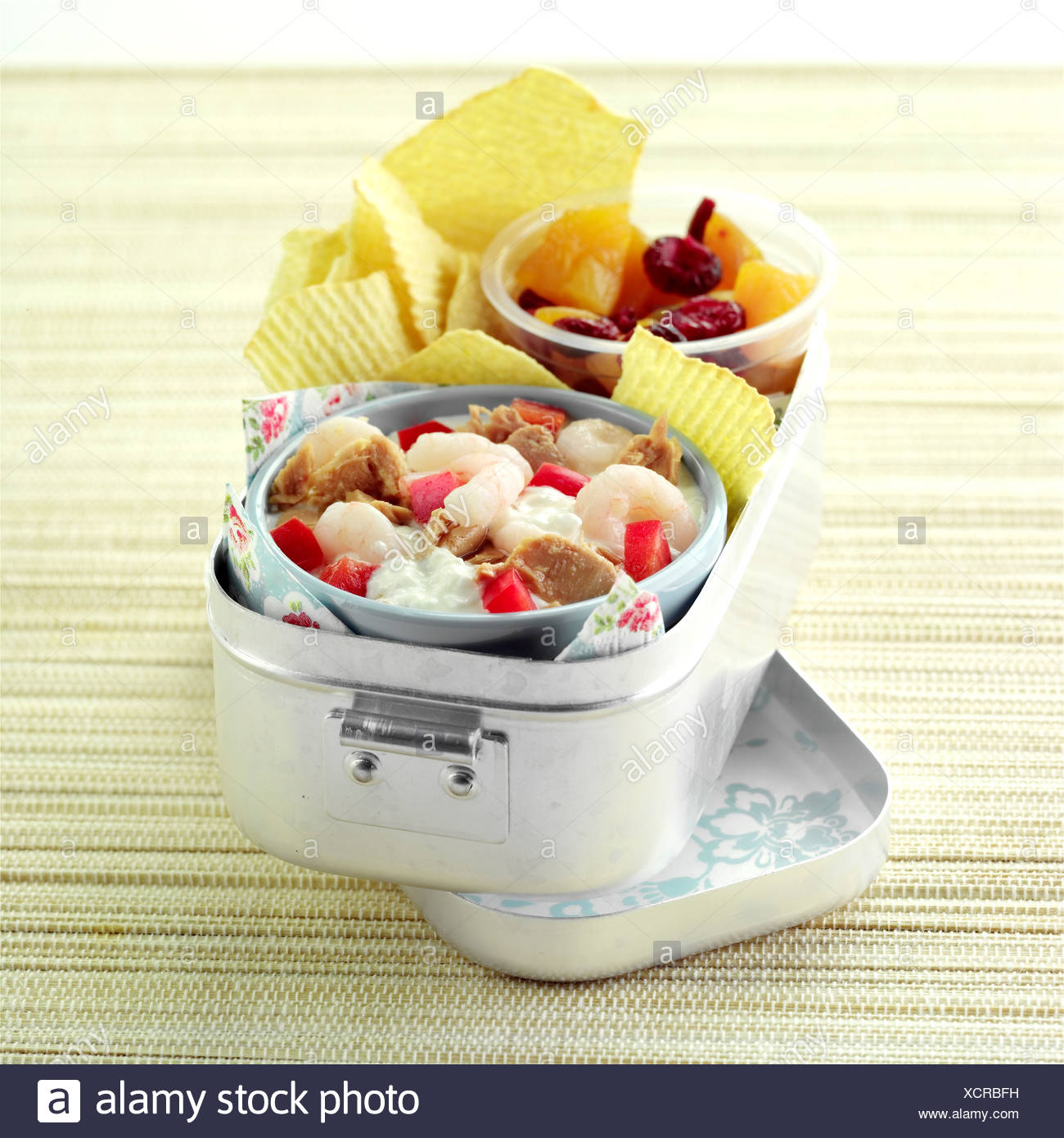 Cottage Cheese Tuna Prawns And Pepper Salad In A Packed Lunch