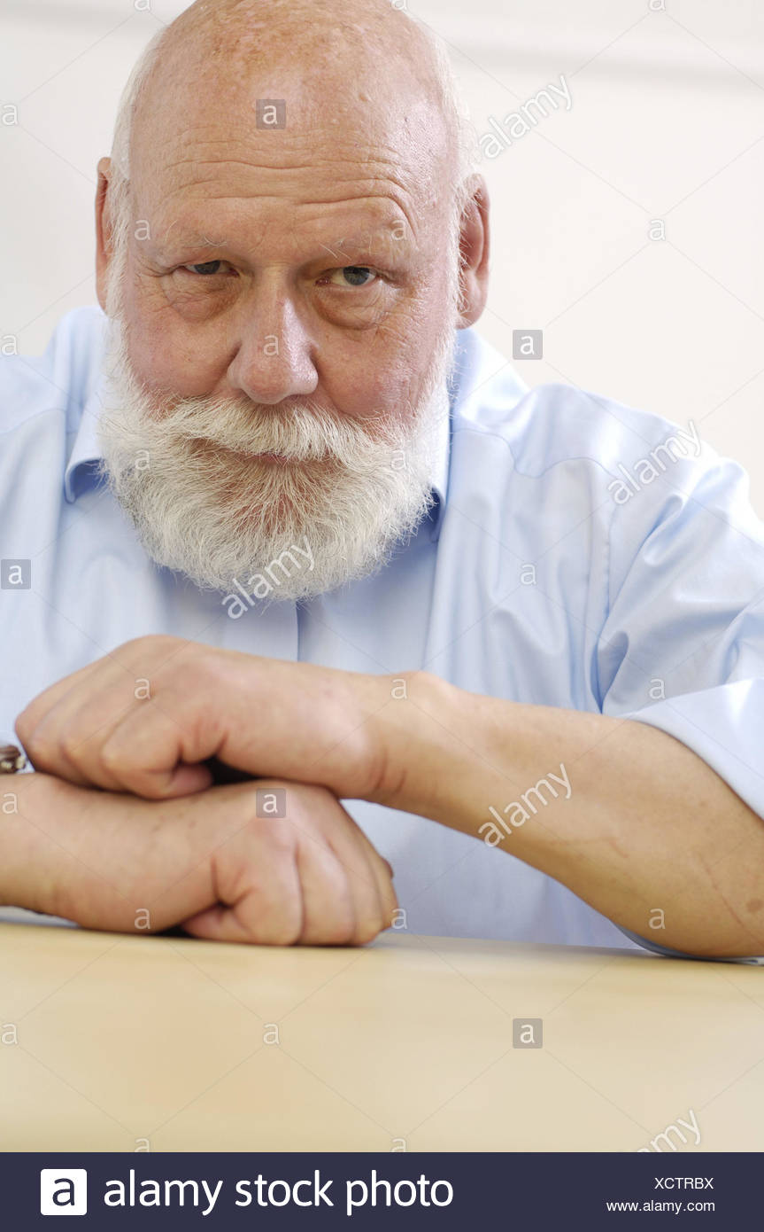 Senior Bald Head Full Beard White Haired Portrait Model