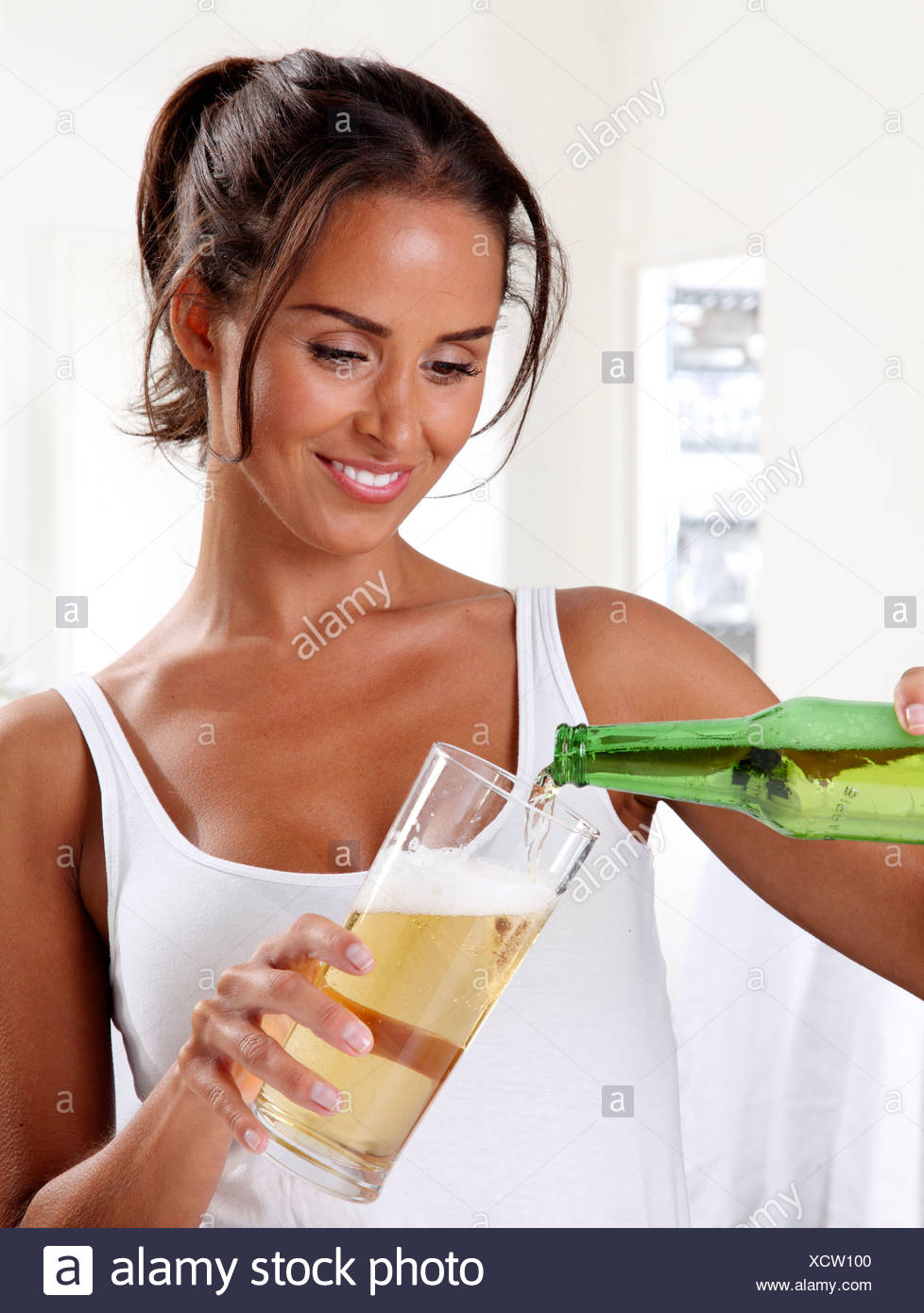 Woman Drinking From Bottle Alcohol High Resolution Stock Photography