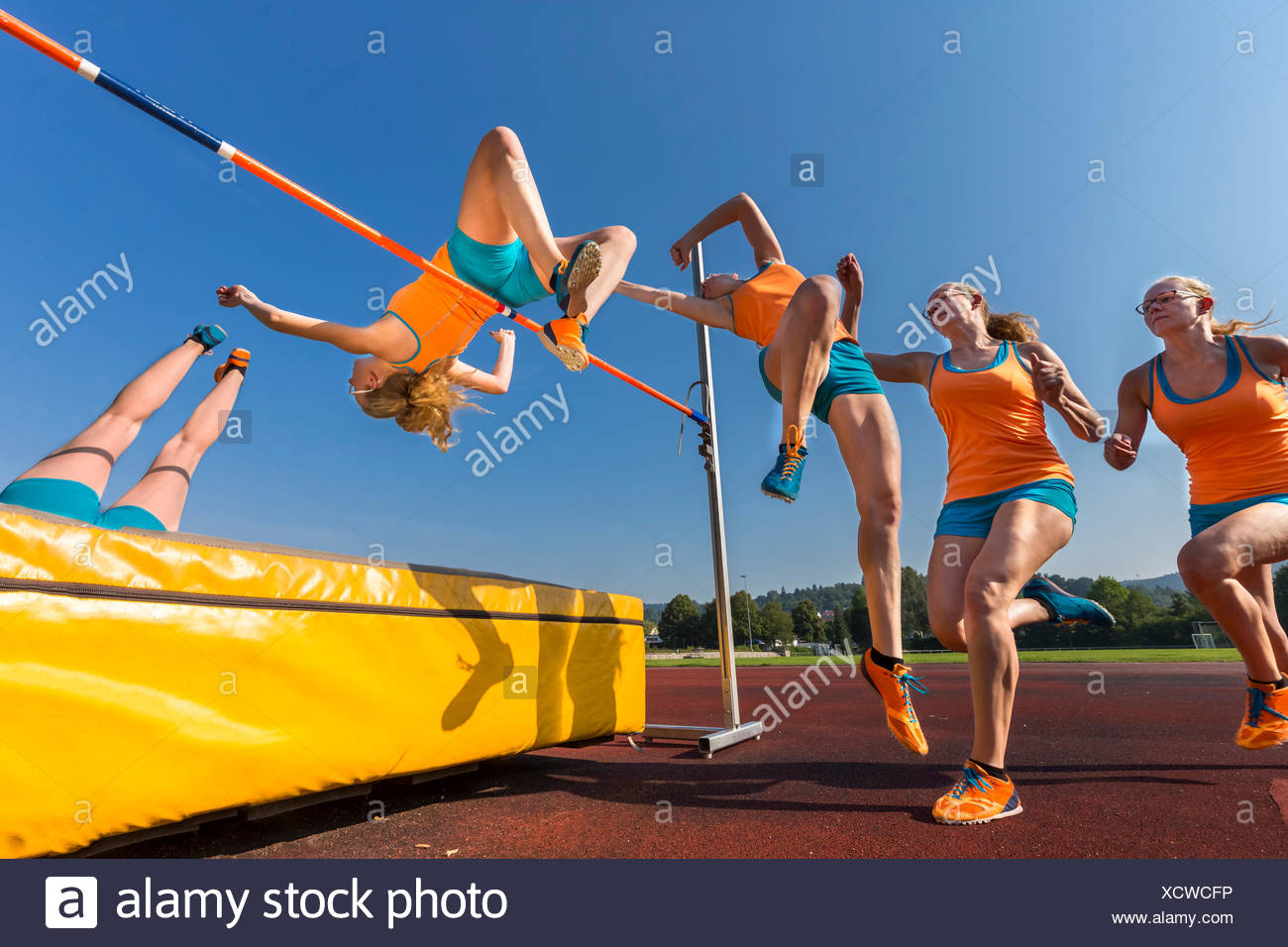 Sequence of high jumper crossing bar Stock Photo 283300410 Alamy