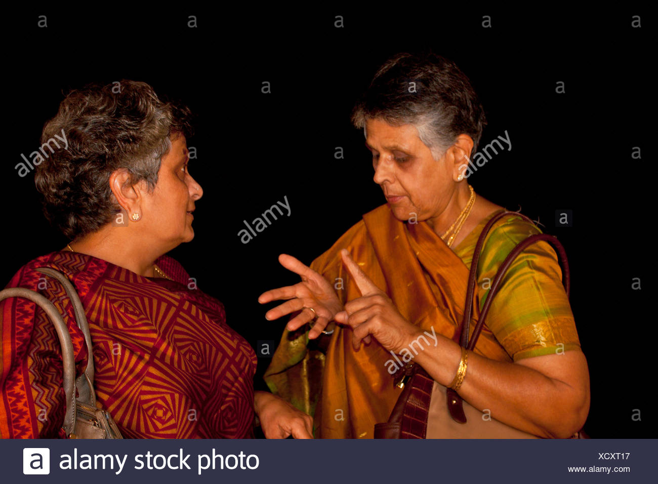 Two Elderly Indian Women Gossiping Karanataka India Stock Photo Alamy