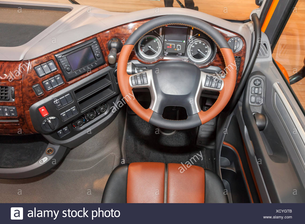 Dashboard Of A Modern Truck With A Luxury Interior Stock