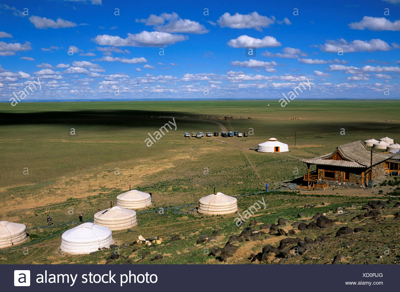 Mongolia Gobi Desert Near Dalanzadgad Grasslands Steppes Three Camel Lodge Gers Yurts Stock Photo Alamy