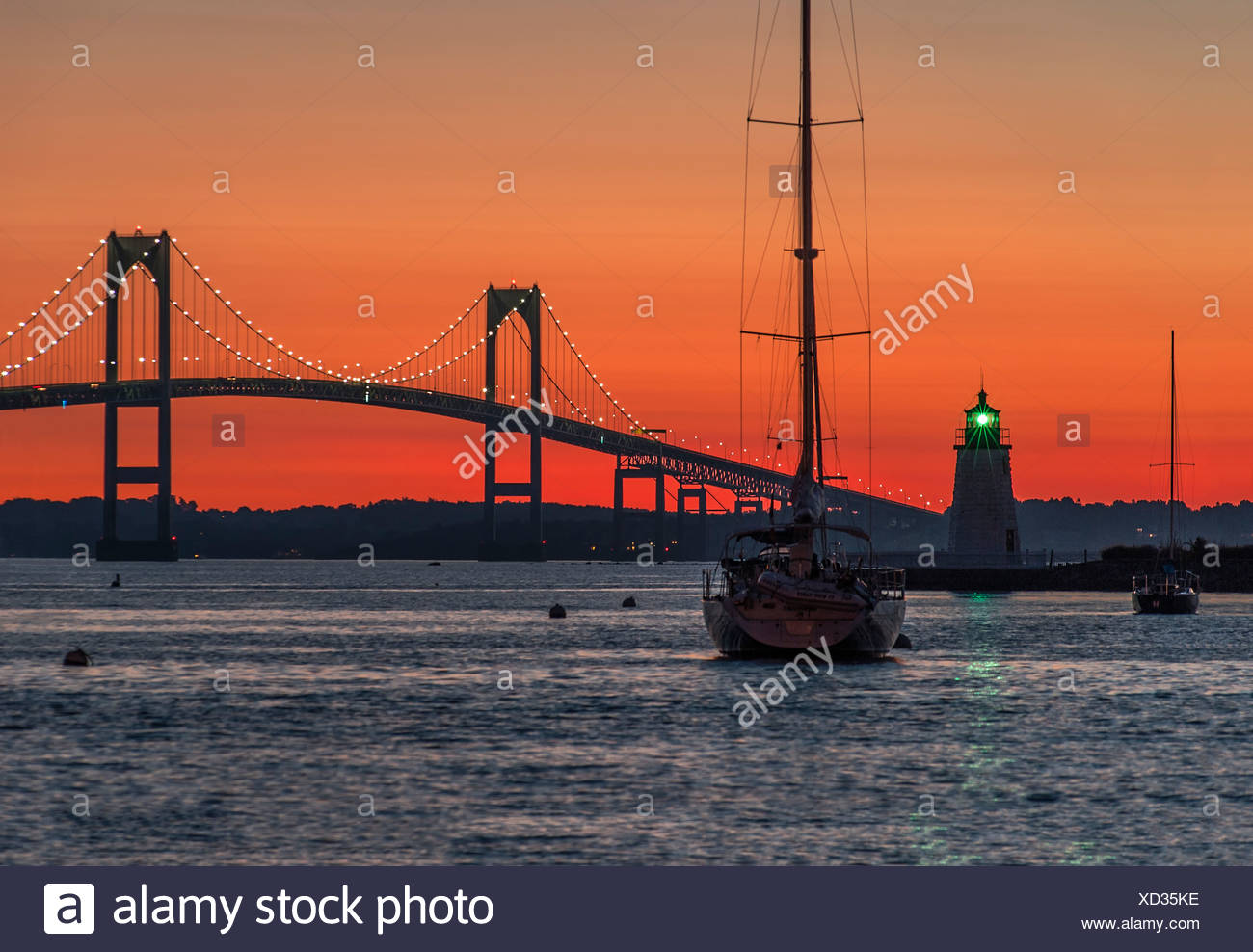 Newport Harbor Lighthouse Ri High Resolution Stock Photography and