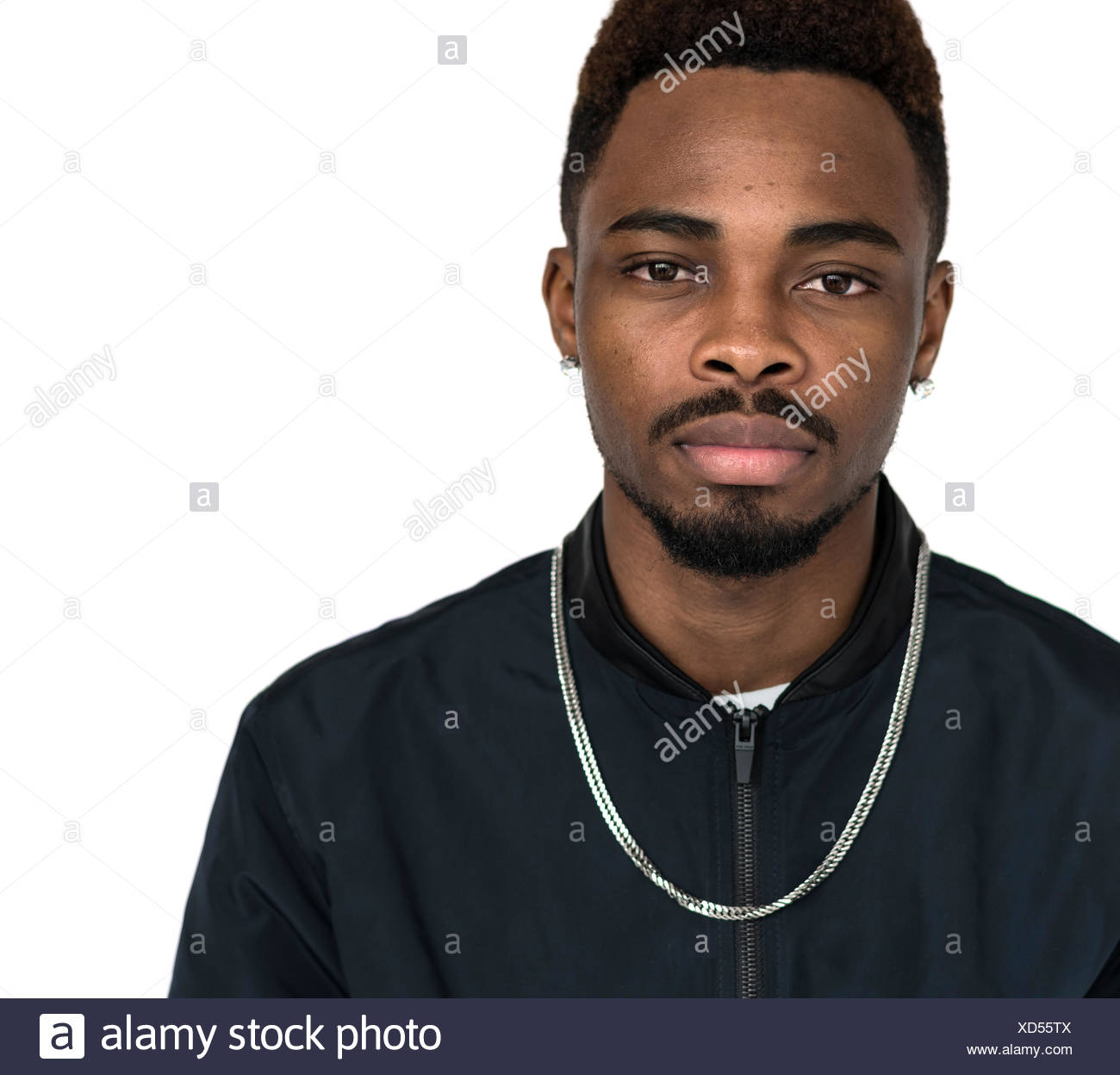 Young Black Guy With A Straight Face Portrait Stock Photo
