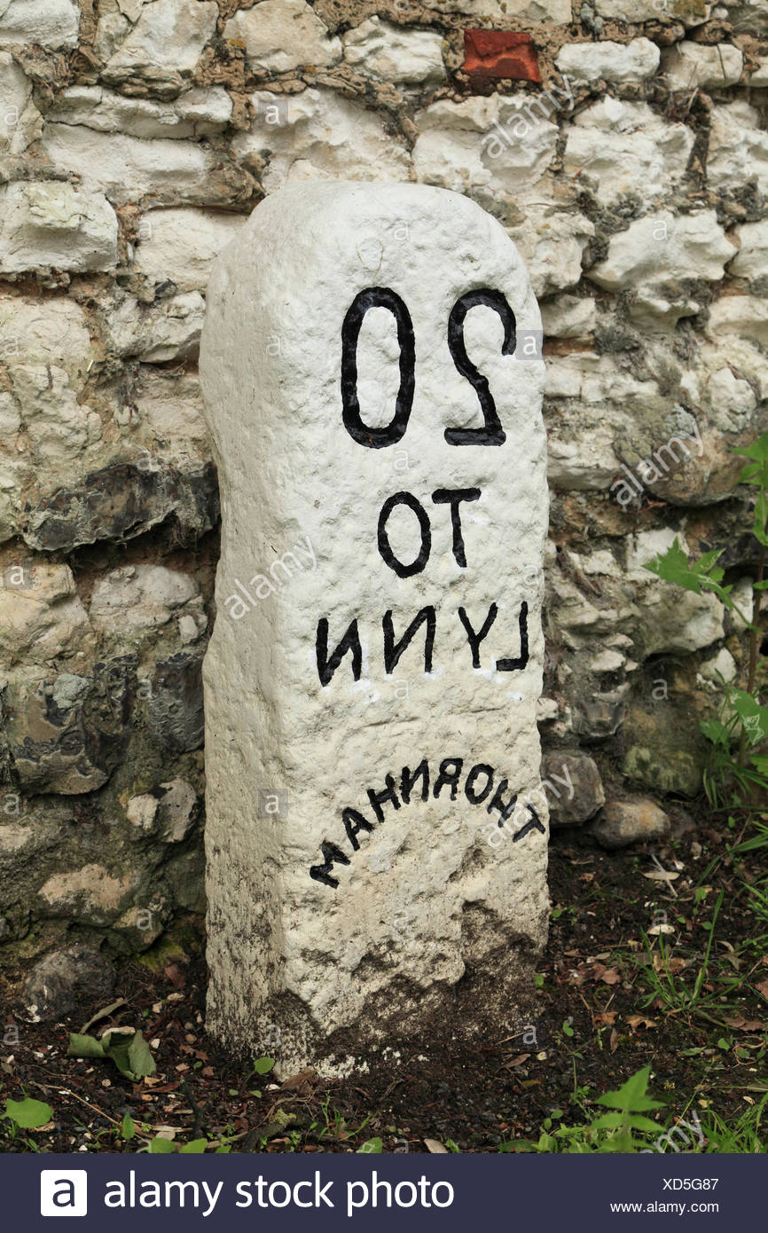 Milestone Thornham To Kings Lynn Norfolk Old English Turnpike