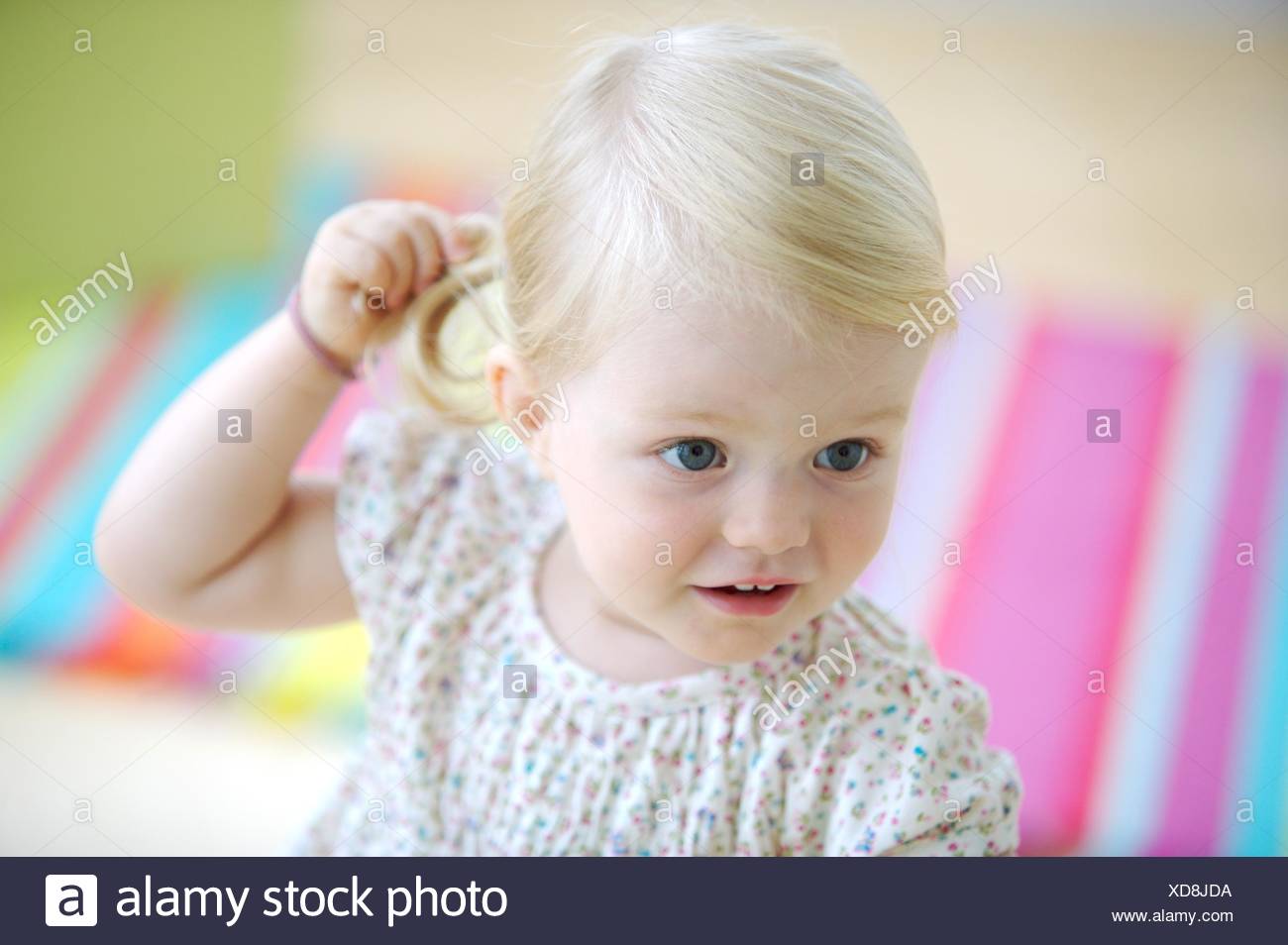 18 Month Old Baby Girl Showing Her Hair Stock Photo 283546518 Alamy