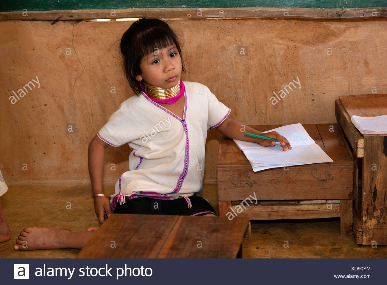 School For Hill Tribes Padaung Girls With Neck Rings Long Necked Women Chiang Rai Northern Thailand Thailand Asia School For Hill Tribes Padaung Girls With Neck Rings Long Necked Women Chiang Rai Northern Thailand Thailand Asia