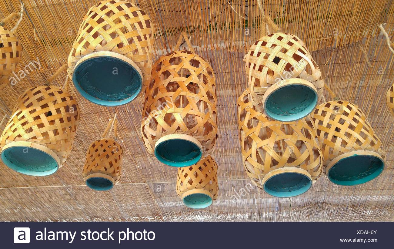 Low Angle View Of Decorations Hanging On Ceiling Stock Photo
