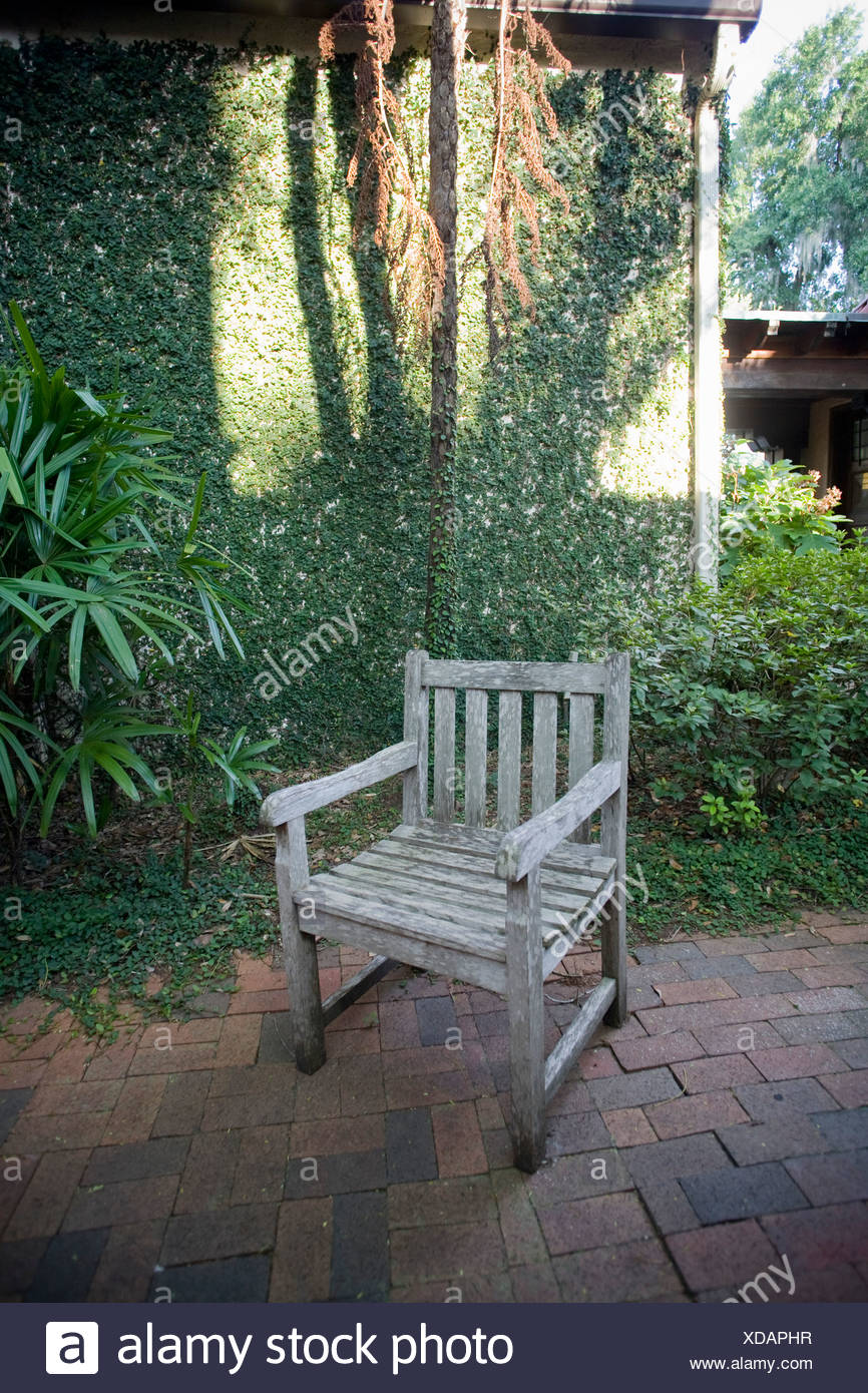 Old Chair On Patio St Augustine Florida Usa Stock Photo