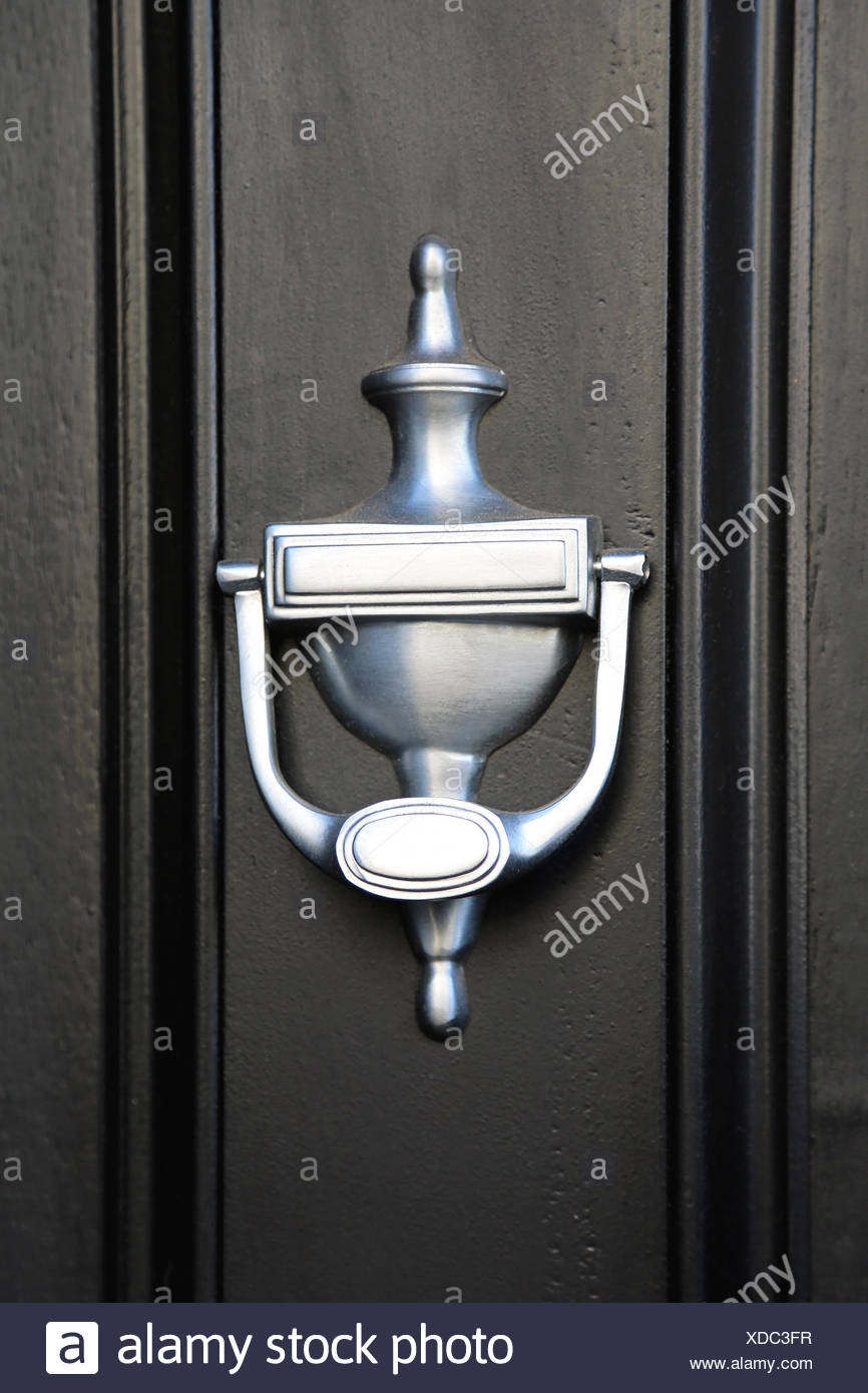 Modern Silver Knocker At Black Door Stock Photo 283622635 Alamy