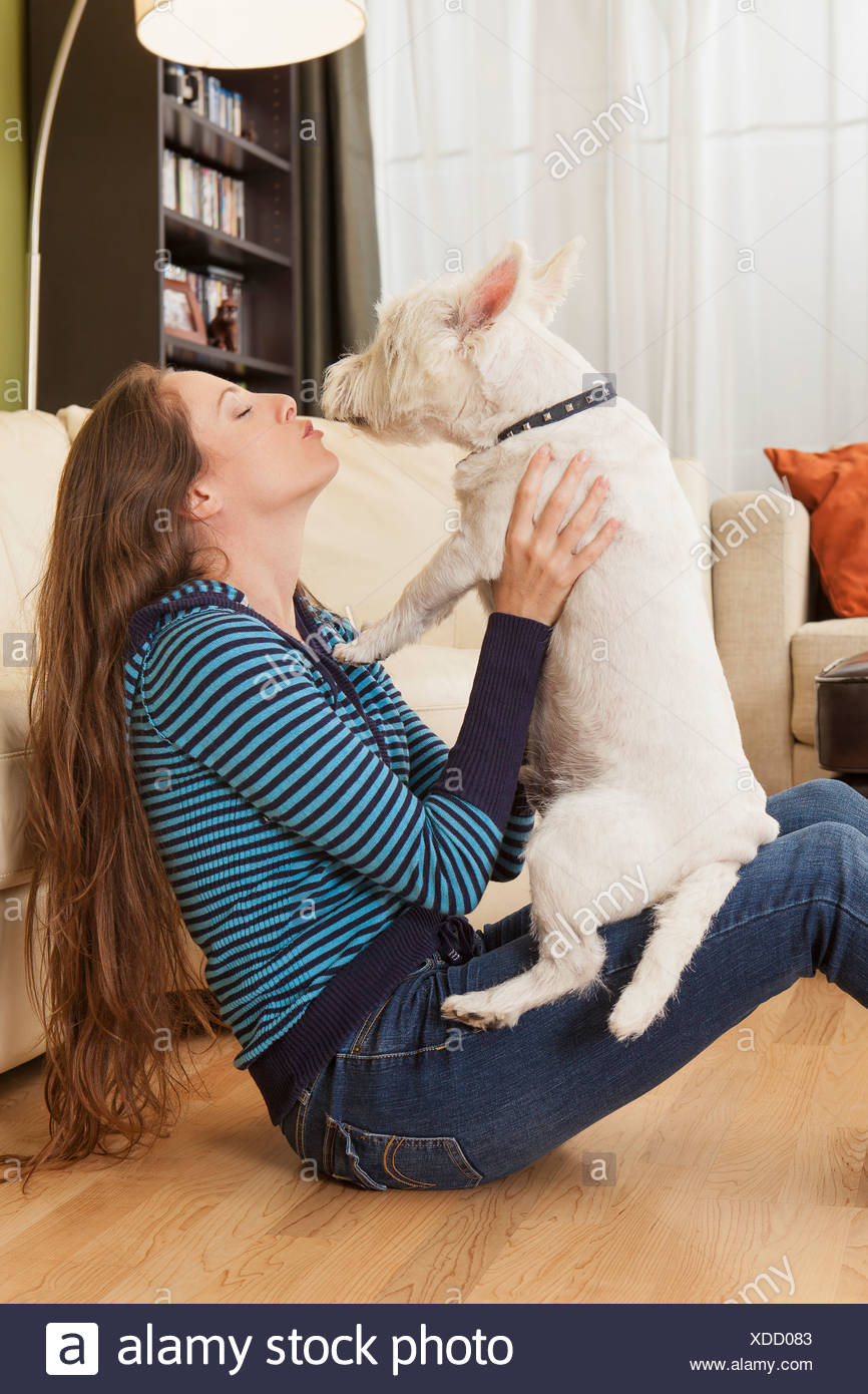 Woman Kissing Dog High Resolution Stock Photography and Images Alamy
