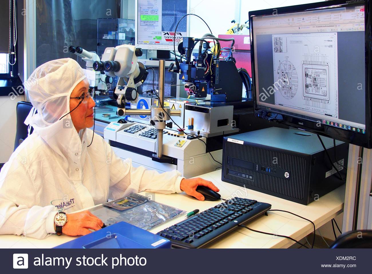 France Midipyrennees H Garonne At Thales Aleniaspace At Toulouse Section Fabrication Microelectronique Hybrides Mme Vu Stock Photo Alamy