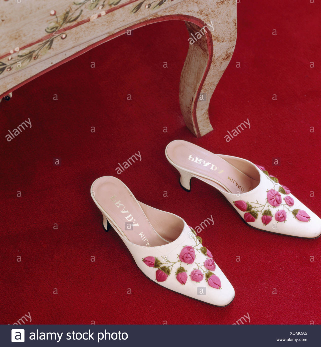 pink and white prada shoes
