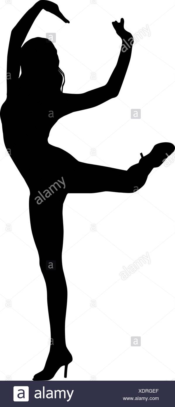 Silhouette Outline Happy Joy Dancer Stock Photos & Silhouette Outline