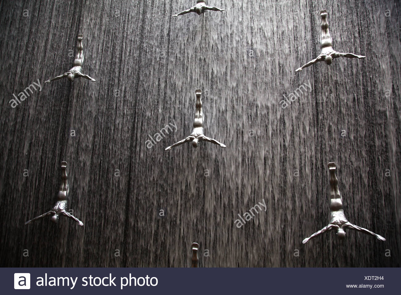 Artificial Waterfall With Life Size Sculptures Of Divers In Dubai