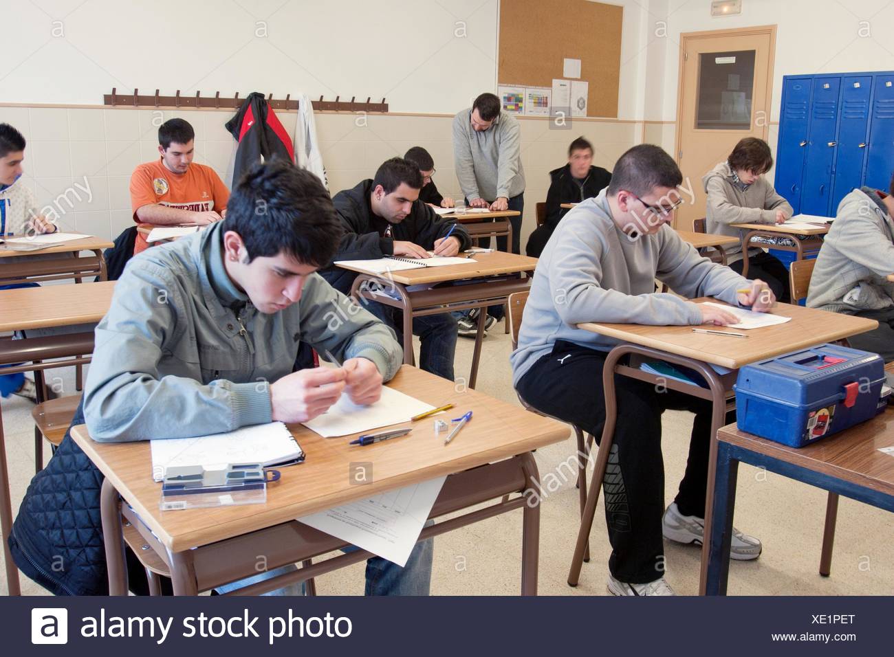 Secundary school classroom, Salesians Sant Vicenç dels Horts, Baix Llobregat, Barcelona, Catalonia, Spain Stock Photo