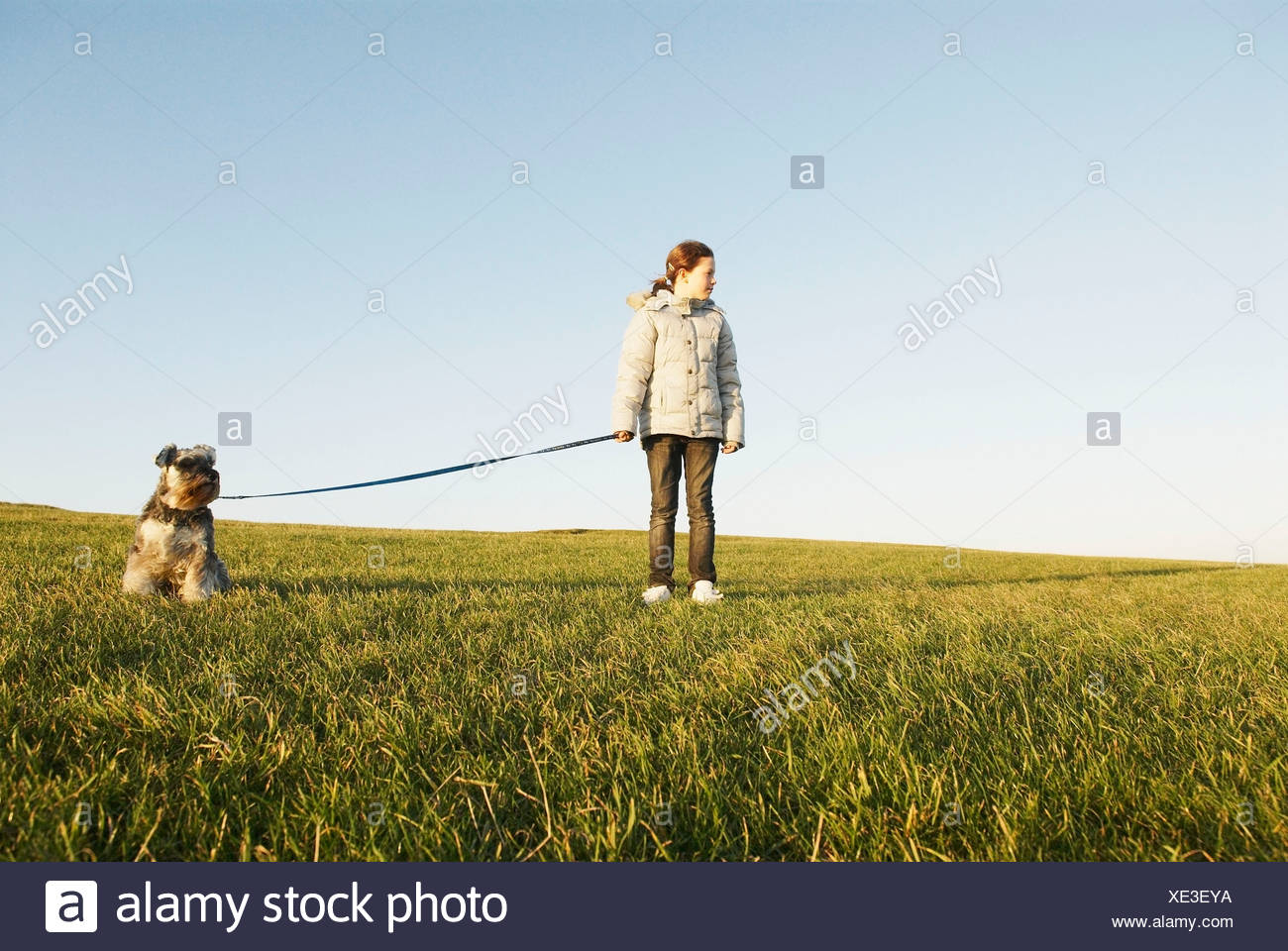 Children Walking Dog Lead Stock Photos & Children Walking Dog Lead Stock Images Alamy