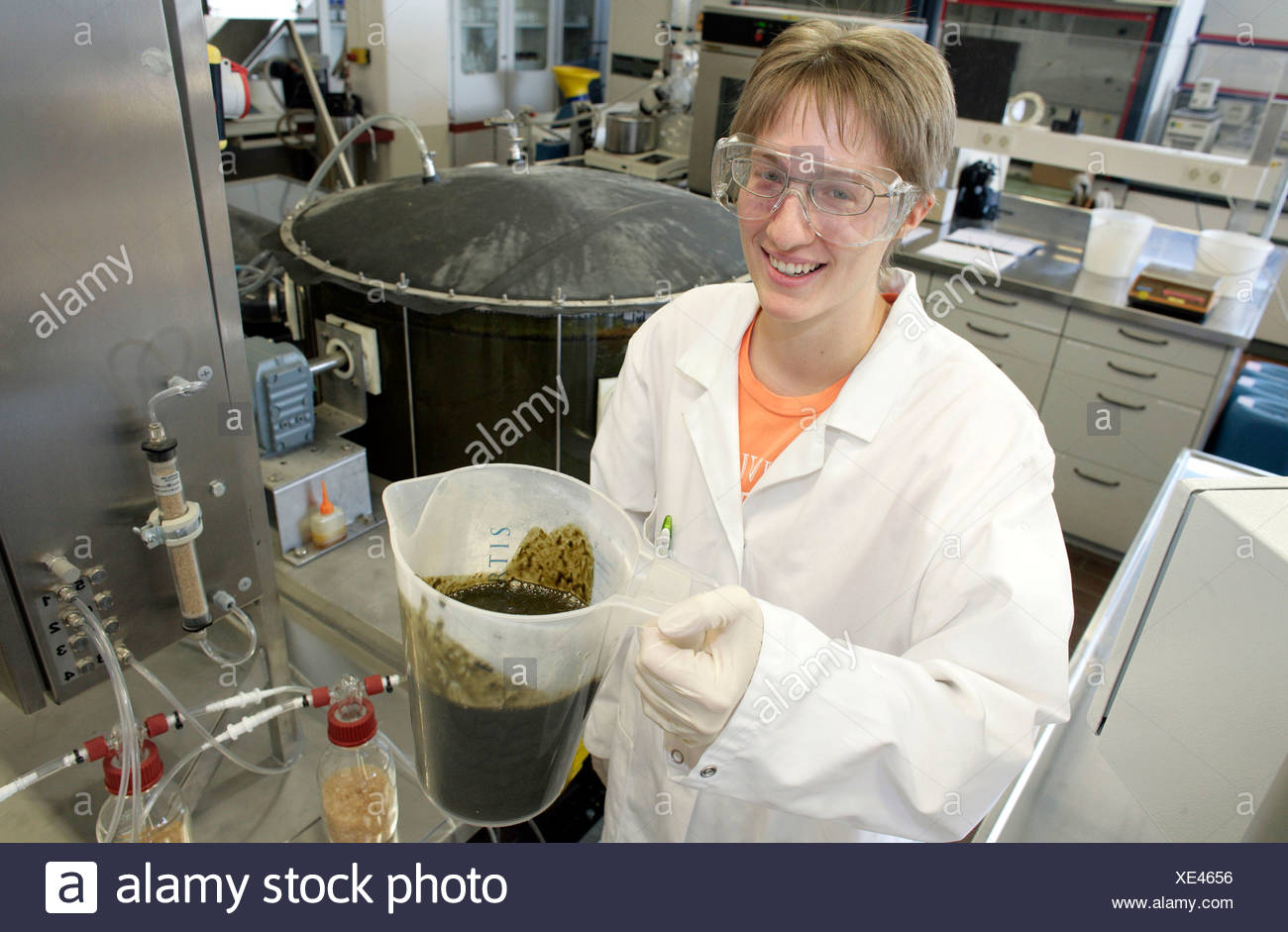 Biotechnologist Working In The Technical Laboratory On A Batch Fermenter For A Biogas Plant Of The Schmack Biogas Ag In Schwand Stock Photo Alamy
