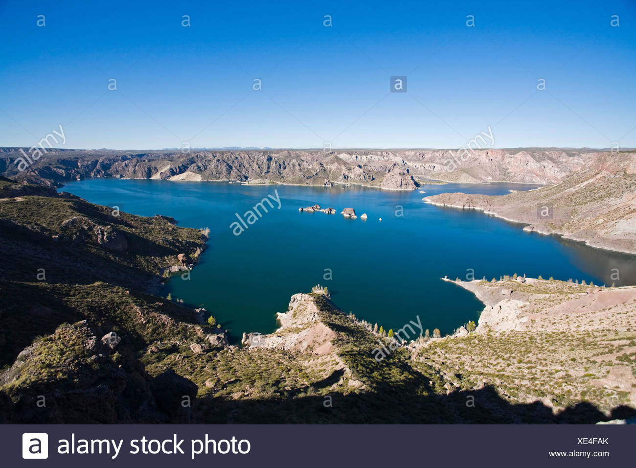 Storage lake from river Rio Autel, canyon Canon Rio Autel, central Andes, Argentina, South America Stock Photo