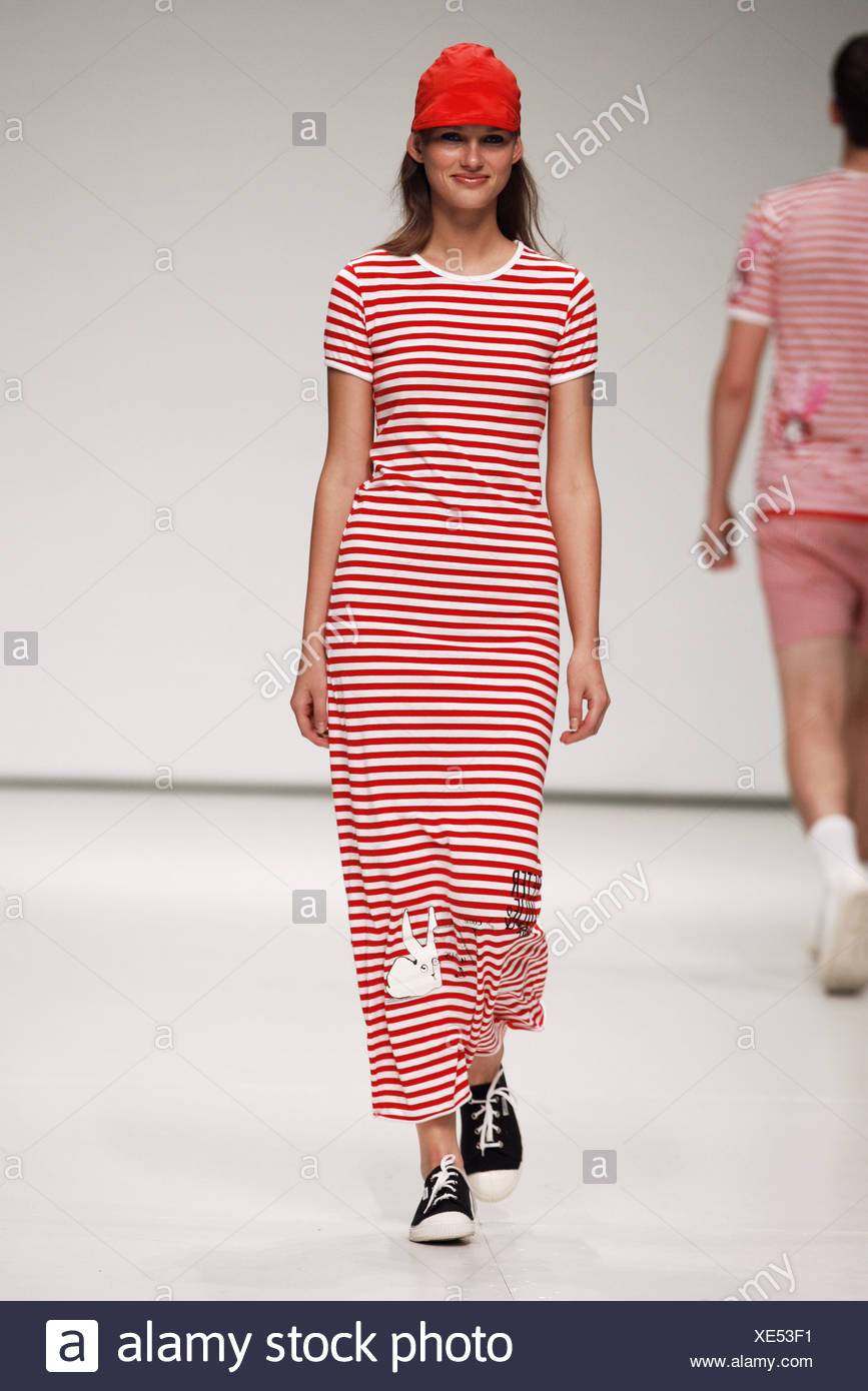 red and white horizontal striped dress