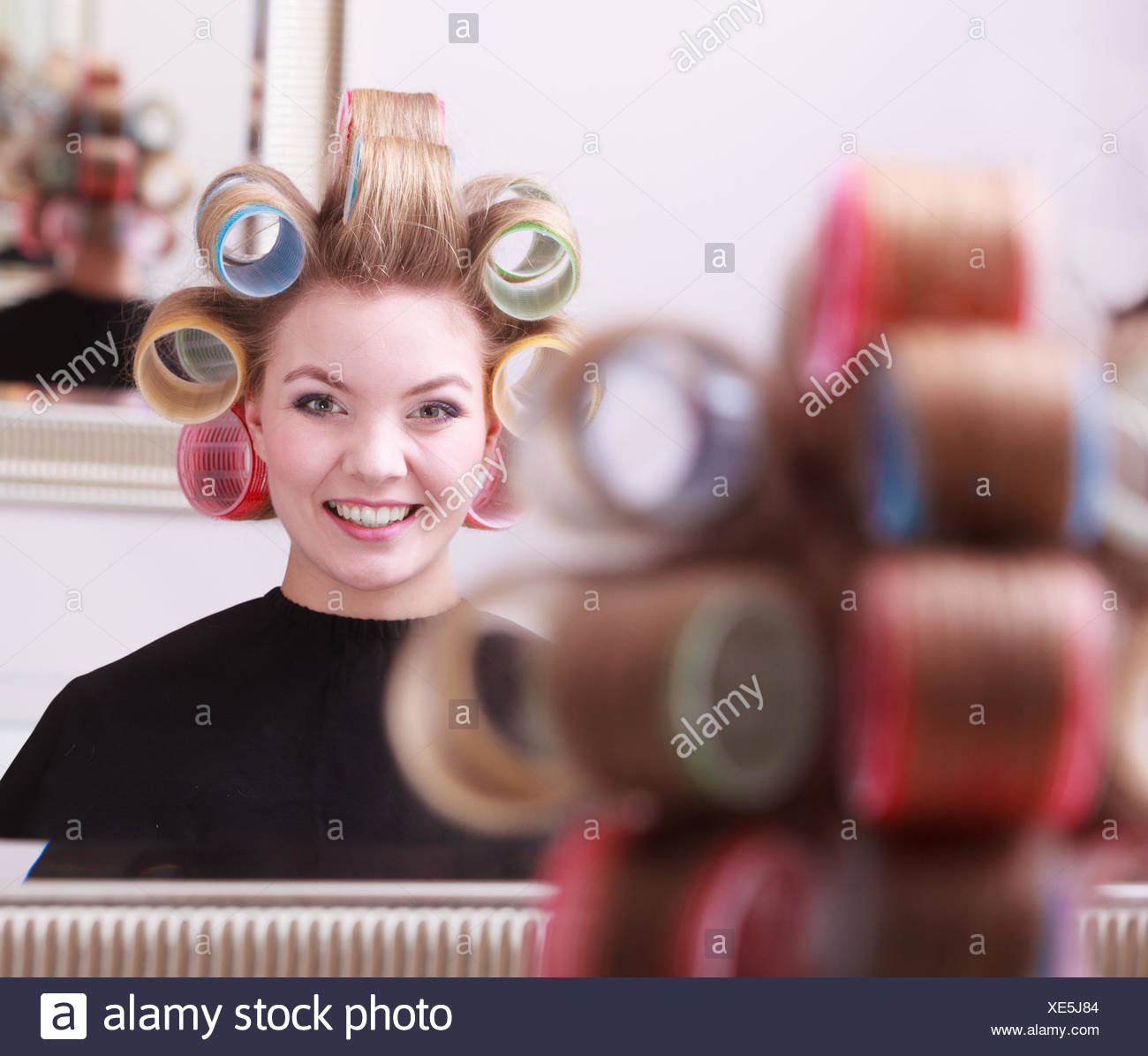 Portrait Of Happy Woman In Beauty Salon Cheerful Blond Girl