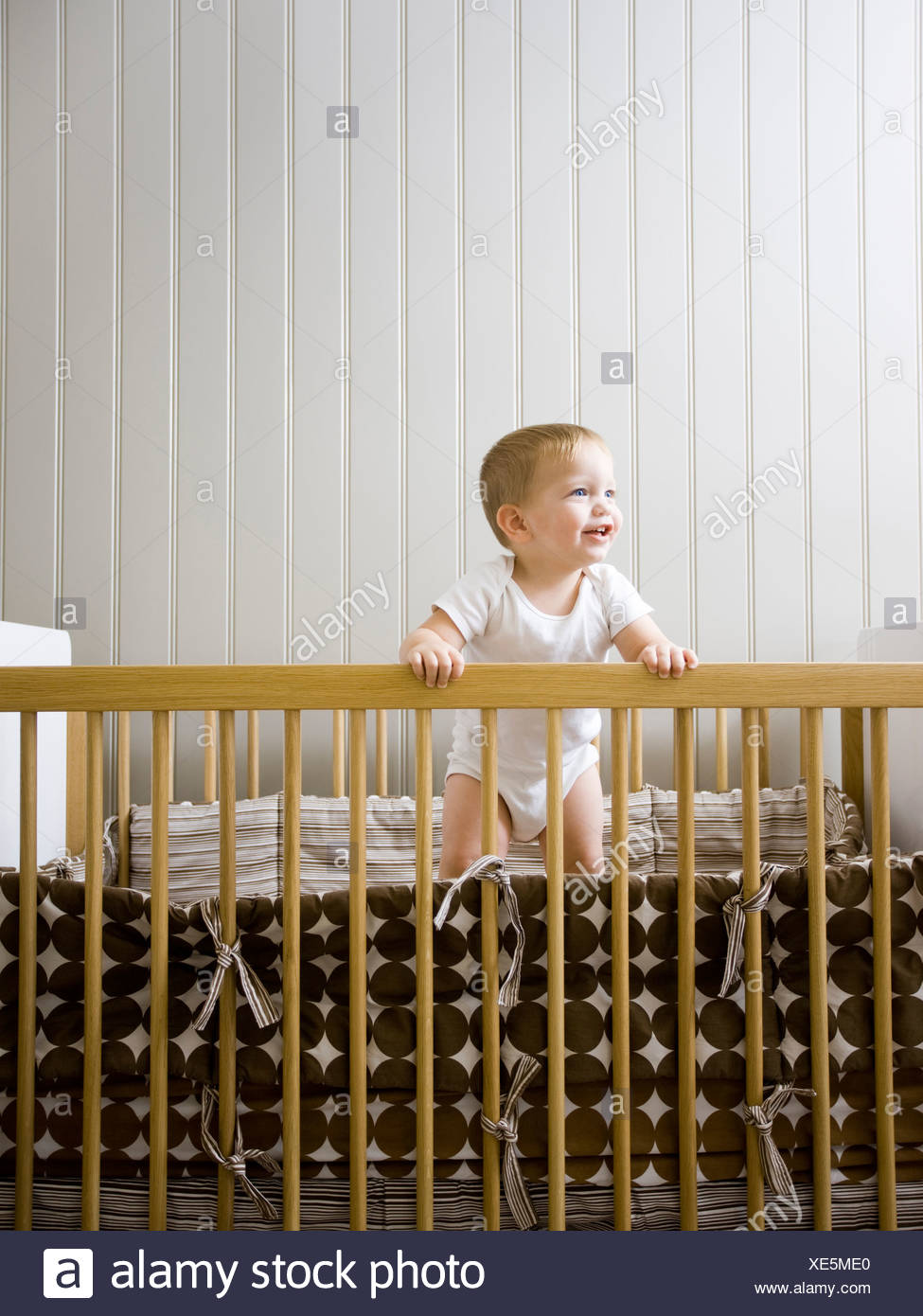 Usa Utah Provo Baby Boy 18 23 Months Standing In Crib Stock