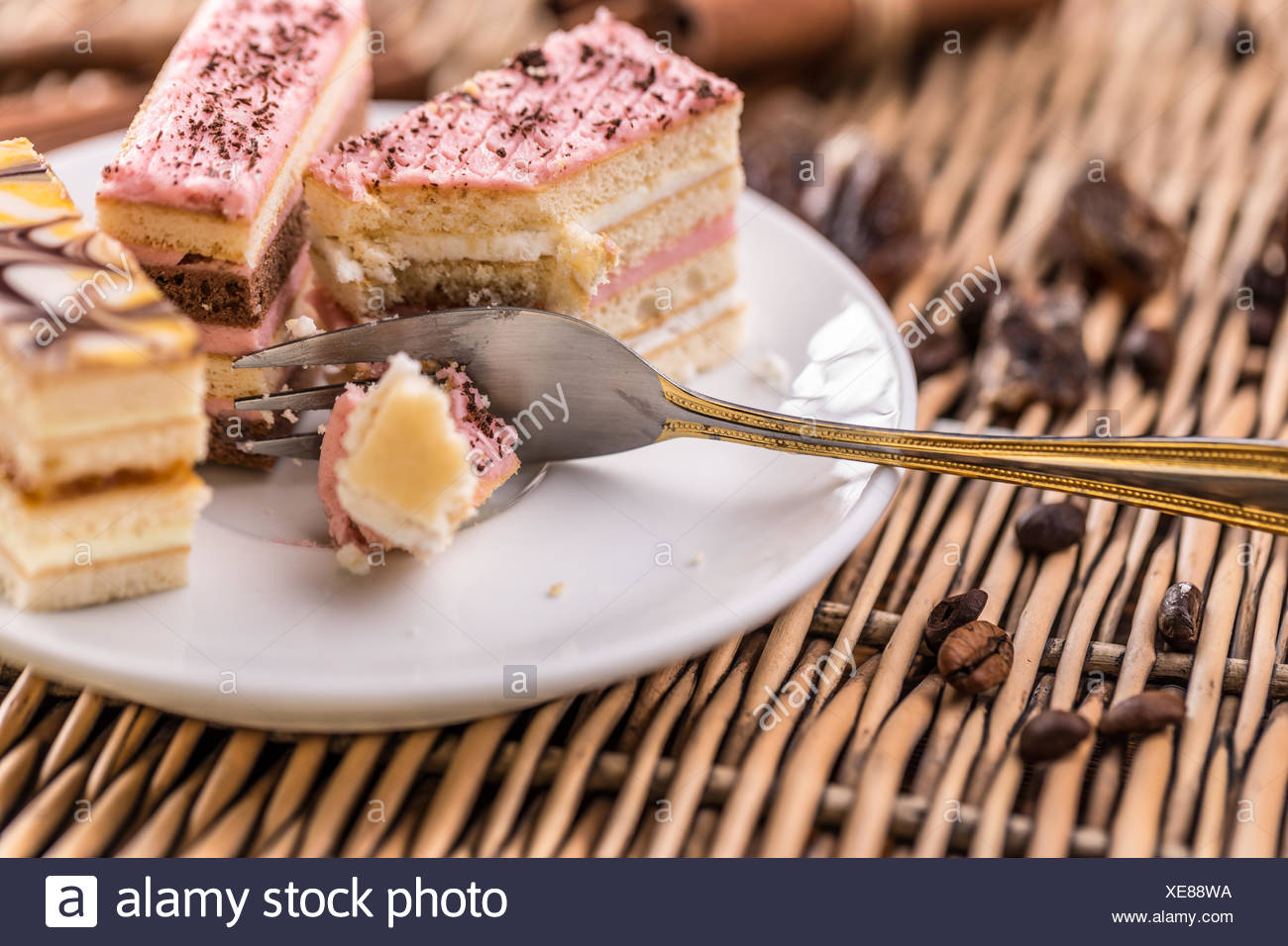 Decorative Layered Desserts On White Plate Stock Photo 284153670