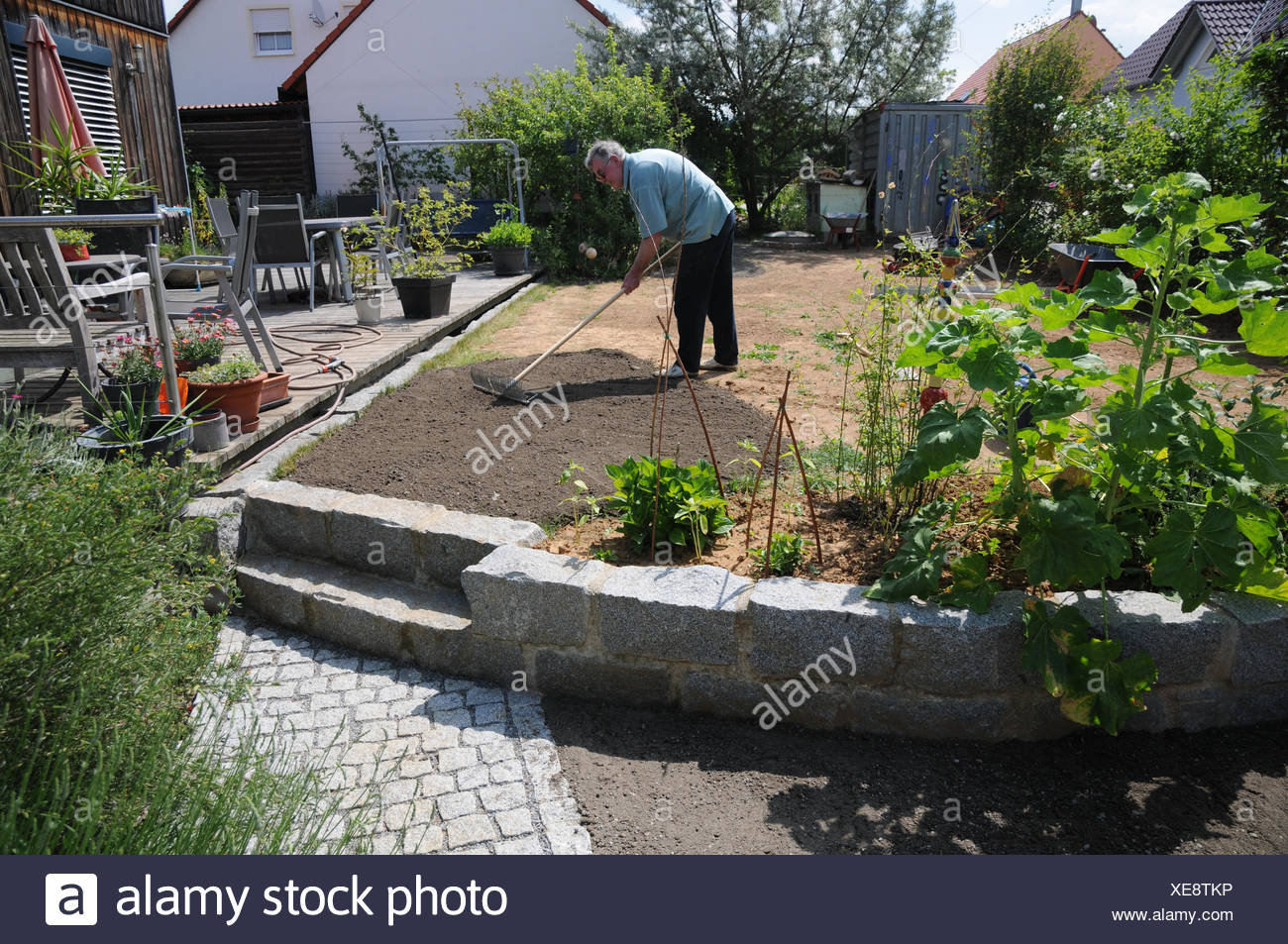 Laying Sod Preparing Soil Stock Photo Alamy