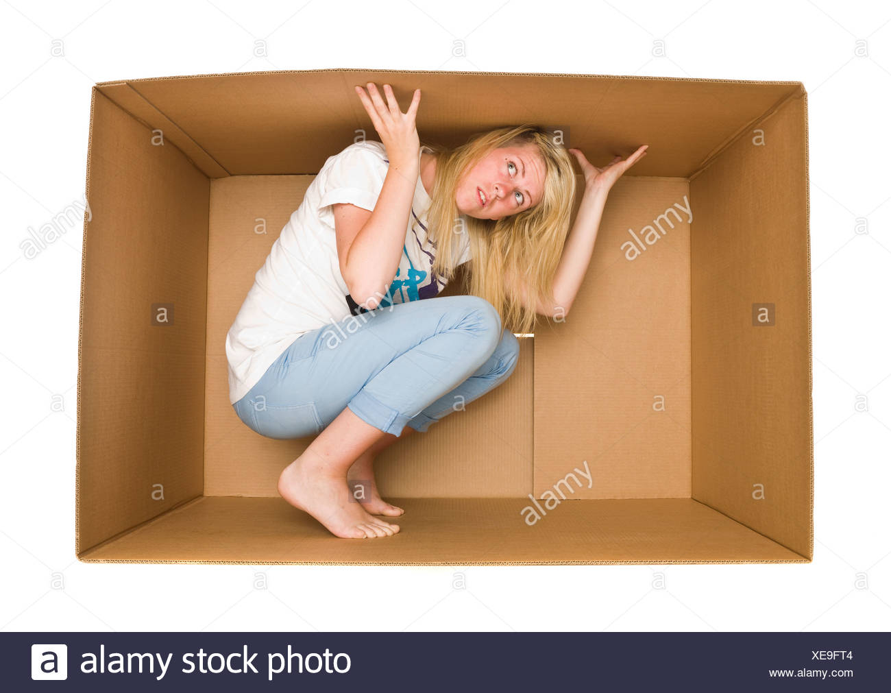 Woman Trapped Box High Resolution Stock Photography and Images Alamy