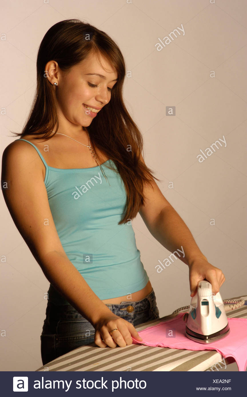Brown Hair Girls Flat Iron Household Ironing Ironing Board Jeans