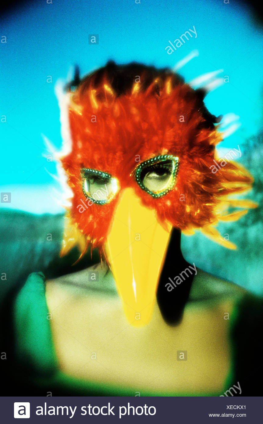 Woman Wearing Bird Mask Stock Photo Alamy