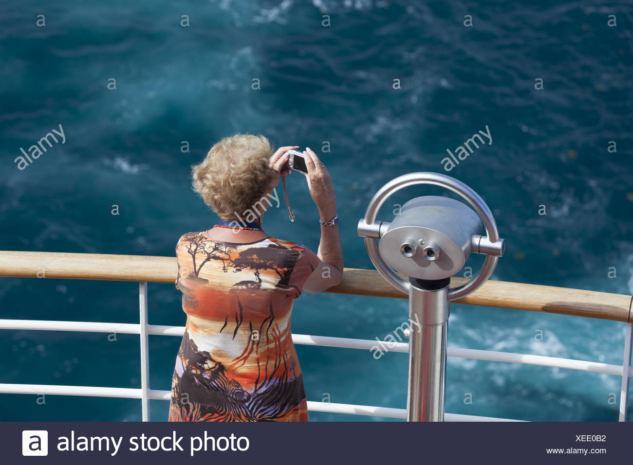 Old Woman On A Cruise Ship Stock Photo Alamy