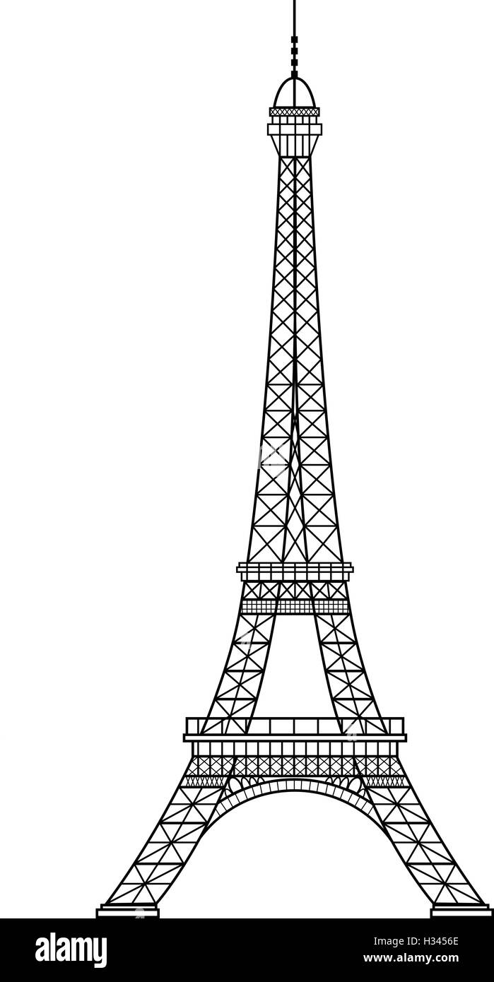 Схема Эйфелевой башни из спичек