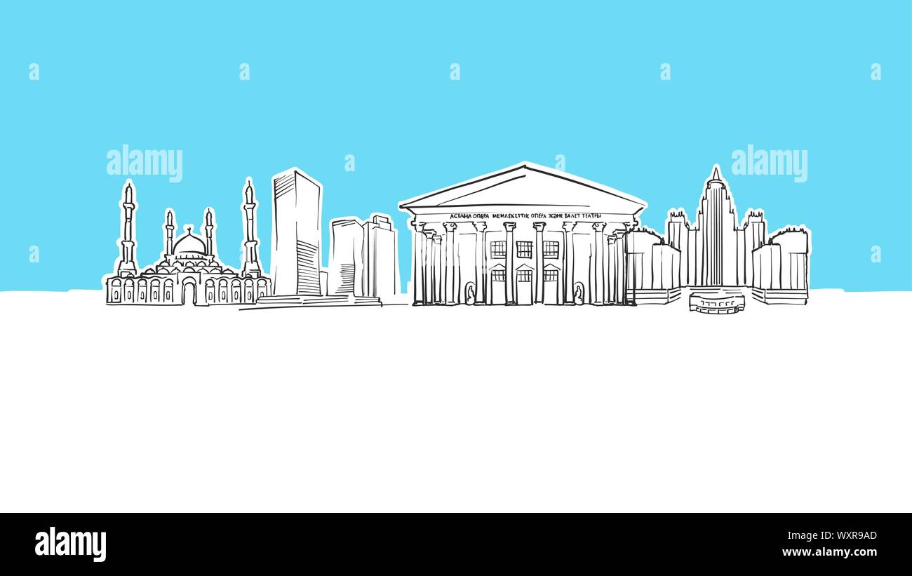 Алматы понорама города вектор