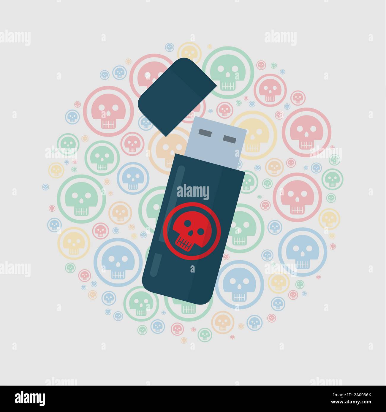 Usb-virus Infektion Konzept Vector Illustration Stock Vektor